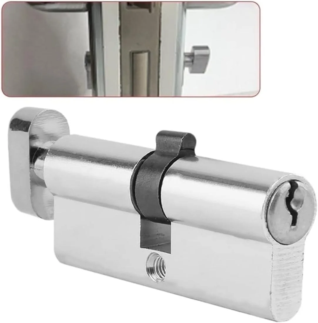 مغزی قفل درب آلیاژ آلومینیوم SEMOOR، ضد سرقت، ضد گیر کردن، ضد سوراخکاری، نقره ای، به همراه کلید و ابزار تنظیم