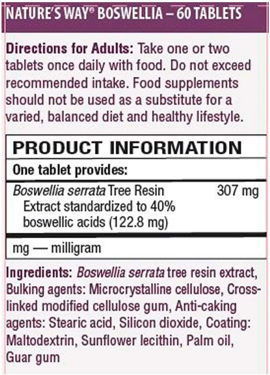 بوسولیا استاندارد شده Nature's Way، 307 میلی گرم، 60 قرص بوسولیا استاندارد شده Nature's Way، 307 میلی گرم، 60 قرص