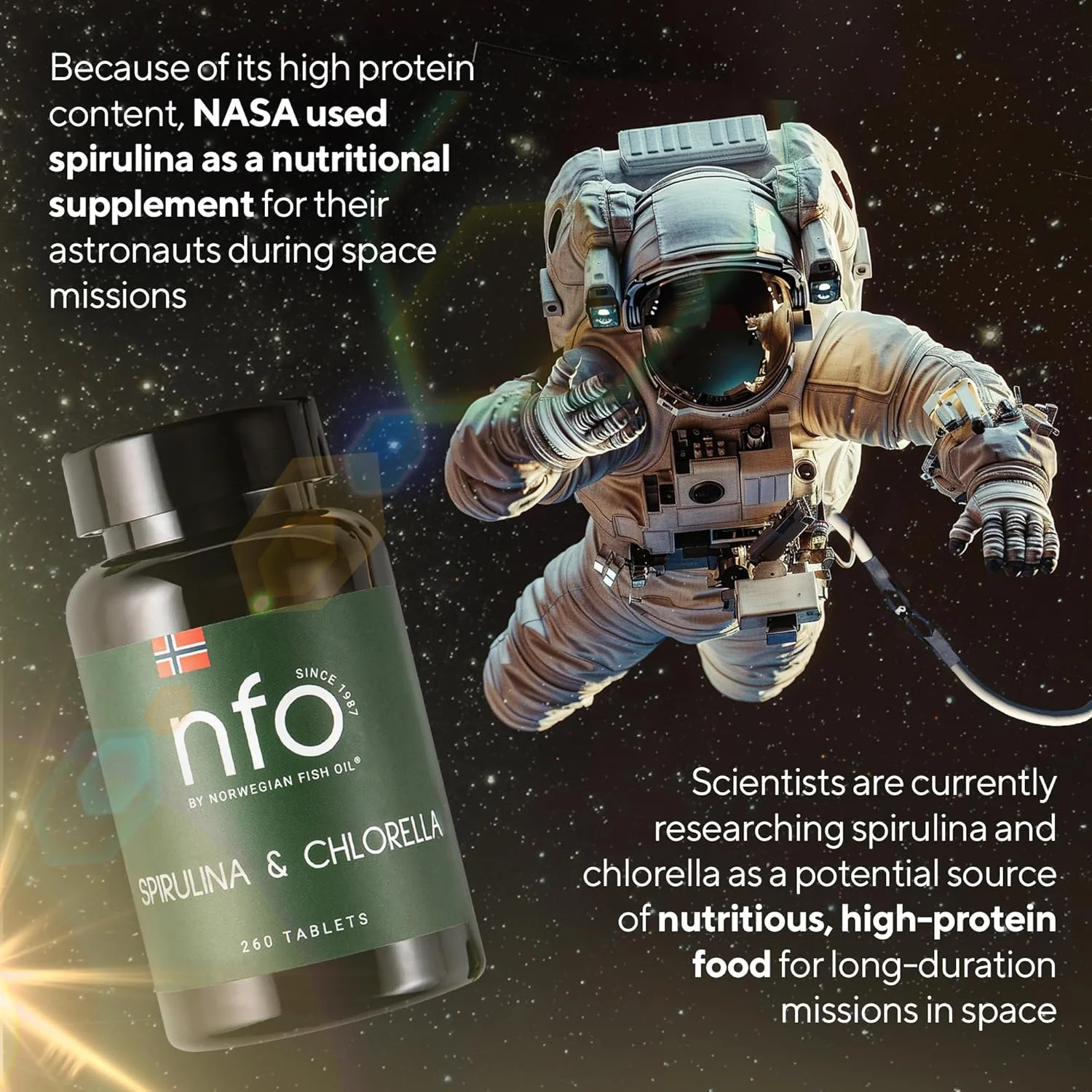 NFO اسپیرولینا و کلرلا [260 قرص] کمپلکس طبیعی با دوز بالا، ترکیبی دوگانه و واقعی از سوپرفودها در 1 قرص برای حداکثر مزایای سینرژیک، ساخت فنلاند