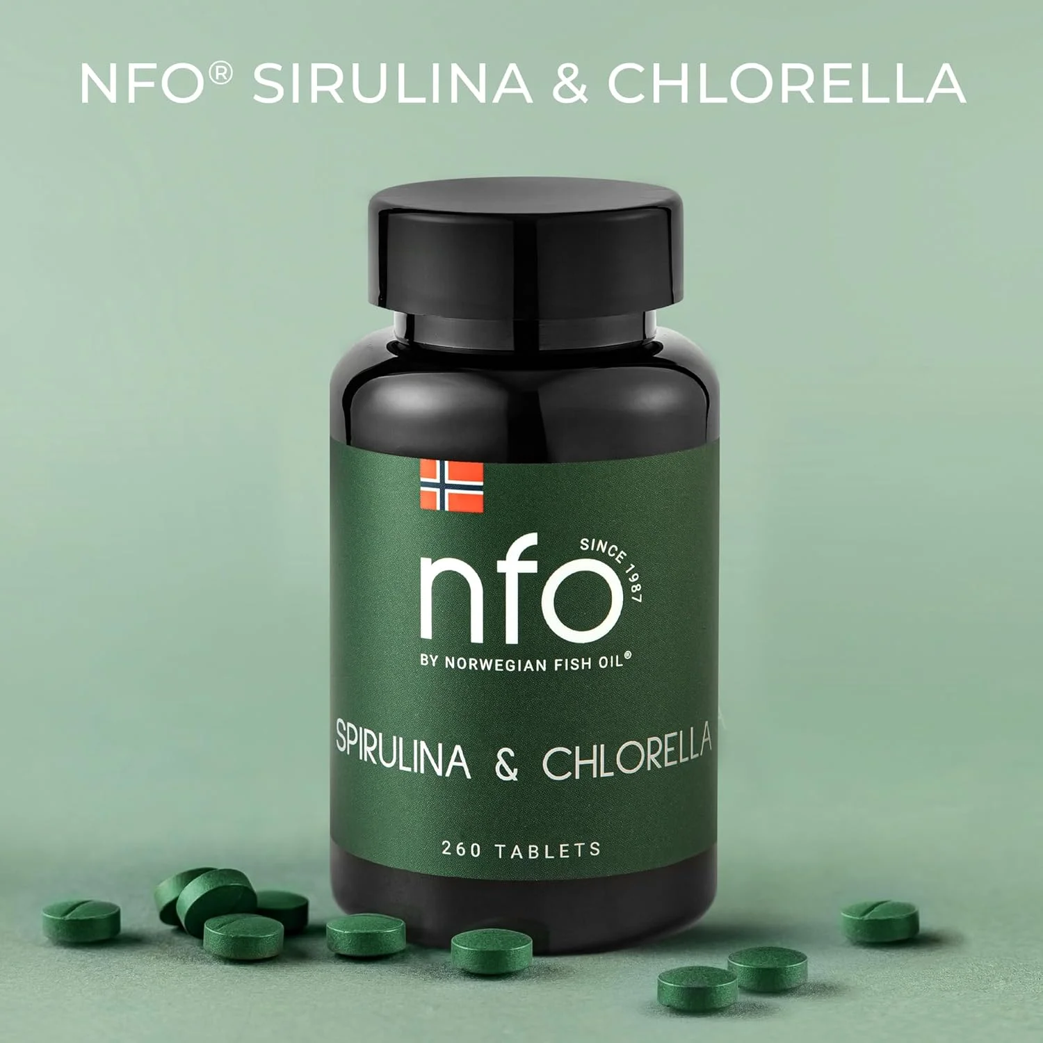 NFO اسپیرولینا و کلرلا [260 قرص] کمپلکس طبیعی با دوز بالا، ترکیبی دوگانه و واقعی از سوپرفودها در 1 قرص برای حداکثر مزایای سینرژیک، ساخت فنلاند