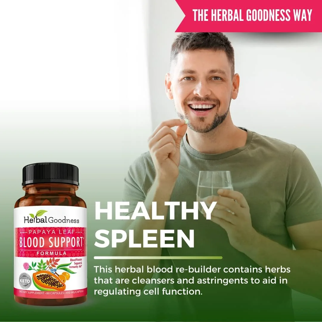 فرمول پشتیبانی خون عصاره برگ پاپایا گیاهی 450 میلی گرم - 60 کپسول گیاهی