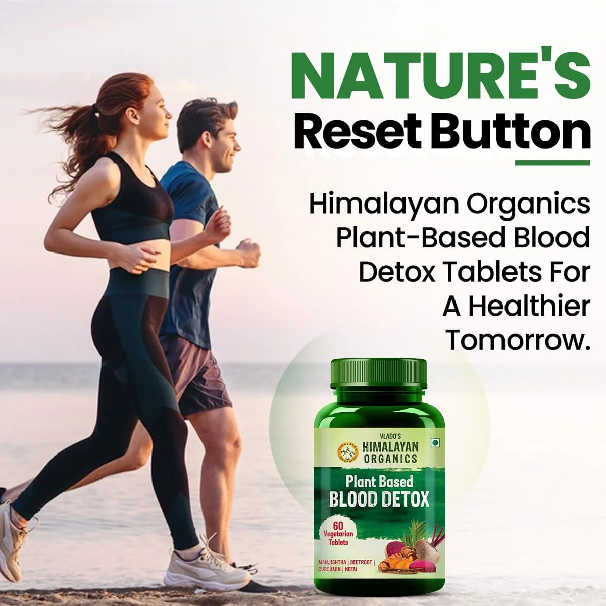 سم زدای خون هیمالیا ارگانیکس | عصاره های چغندر، زردچوبه و منجیستا | کنترل جوش و آکنه | پاک کننده و تصفیه کننده طبیعی - 60 قرص