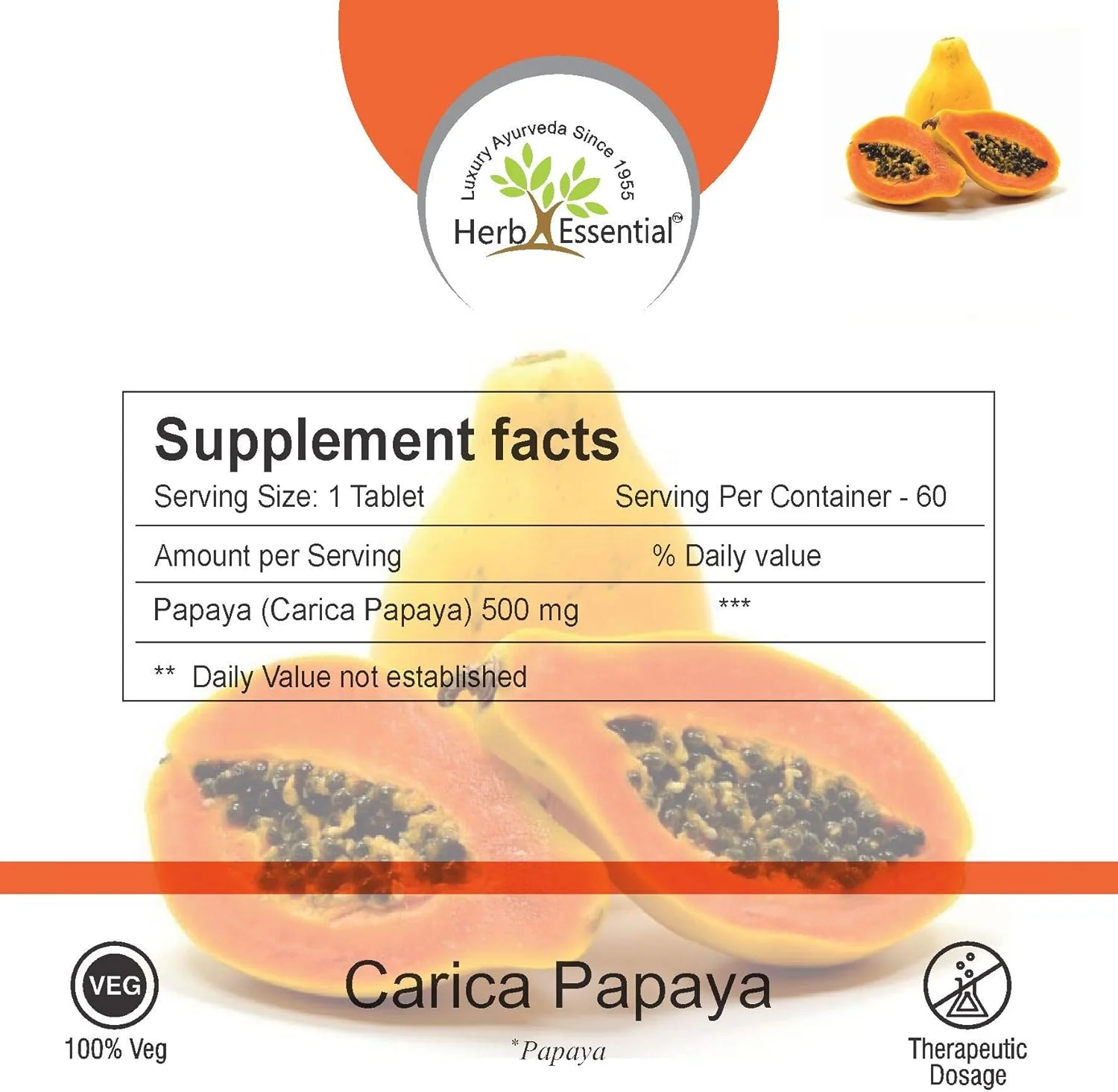 قرص عصاره برگ پاپایا کاریکا هرب اسنشیال (500 میلی گرم، 60 عدد، بسته 2 عددی) قرص عصاره برگ پاپایا کاریکا هرب اسنشیال (500 میلی گرم، 60 عدد، بسته 2 عددی)