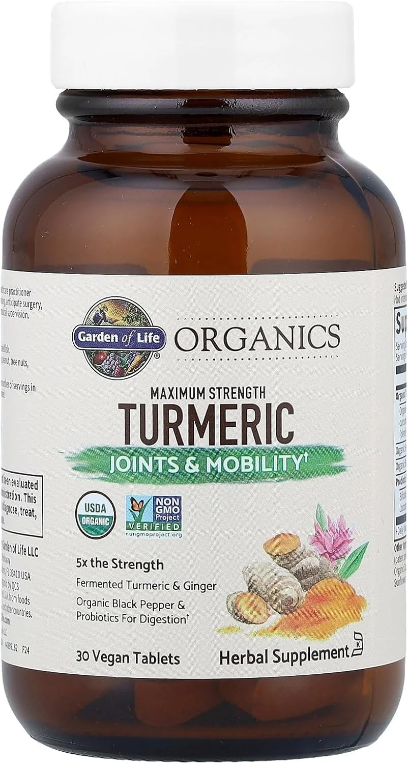 Garden of Life mykind Organics قرص های زردچوبه با حداکثر قدرت برای مفاصل و پشتیبانی از تحرک، 30 عدد - 500 میلی گرم کورکومین (95% کورکومینوئیدها) فلفل سیاه - مکمل های گیاهی ارگانیک غیر GMO، وگان و بدون گلوتن