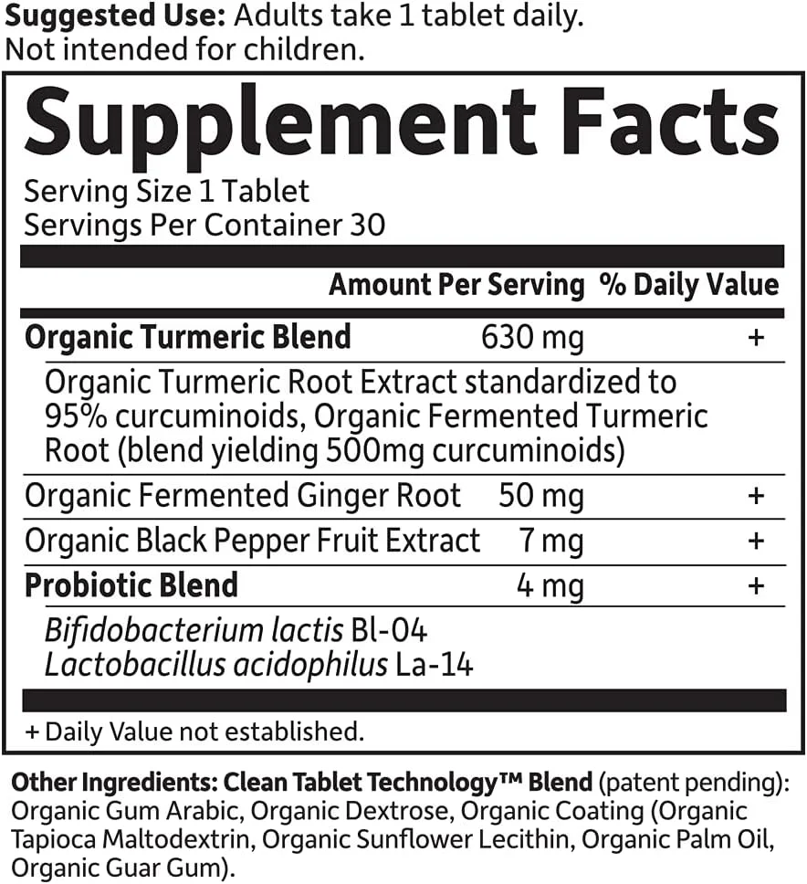 Garden of Life mykind Organics قرص های زردچوبه با حداکثر قدرت برای مفاصل و پشتیبانی از تحرک، 30 عدد - 500 میلی گرم کورکومین (95% کورکومینوئیدها) فلفل سیاه - مکمل های گیاهی ارگانیک غیر GMO، وگان و بدون گلوتن