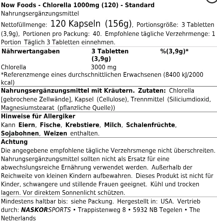 قرص کلرلا ناو فودز (1000 میلی گرم، 120 عدد) قرص کلرلا ناو فودز (1000 میلی گرم، 120 عدد)