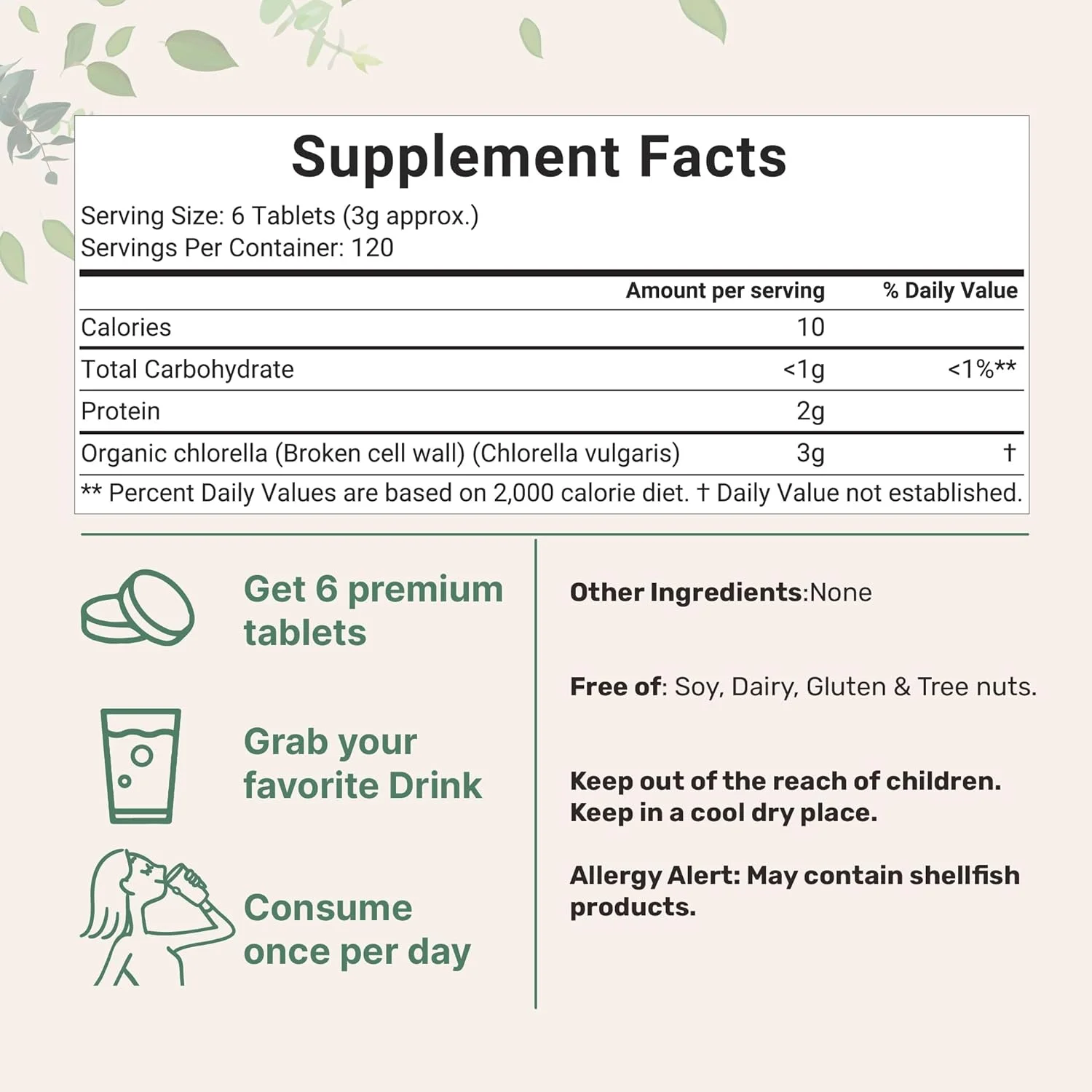 مکمل کلرلا ارگانیک، 3000 میلی گرم در هر وعده، 720 قرص (تامین 4 ماهه)، غنی از مواد معدنی، ویتامین های تقویت کننده سیستم ایمنی، کلروفیل، اسیدهای آمینه، اسیدهای چرب و پشتیبانی از سیستم ایمنی، مناسب برای گیاهخواران مکمل کلرلا ارگانیک، 3000 میلی گرم در هر وعده، 720 قرص (تامین 4 ماهه)، غنی از مواد معدنی، ویتامین های تقویت کننده سیستم ایمنی، کلروفیل، اسیدهای آمینه، اسیدهای چرب و پشتیبانی از سیستم ایمنی، مناسب برای گیاهخواران