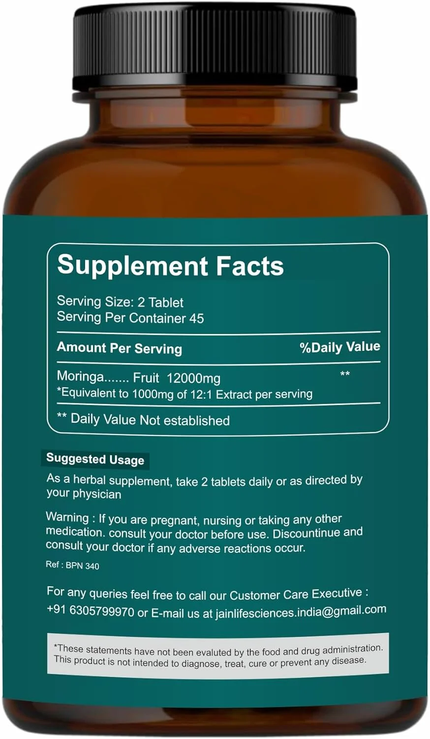 قرص مورینگا ارثری - 12000 میلی گرم در هر وعده، 90 قرص | 100% عصاره طبیعی برگ گز روغنی | تقویت کننده ایمنی | پشتیبانی از هضم و اشتها | مکمل گیاهی و ارگانیک قرص مورینگا ارثری - 12000 میلی گرم در هر وعده، 90 قرص | 100% عصاره طبیعی برگ گز روغنی | تقویت کننده ایمنی | پشتیبانی از هضم و اشتها | مکمل گیاهی و ارگانیک