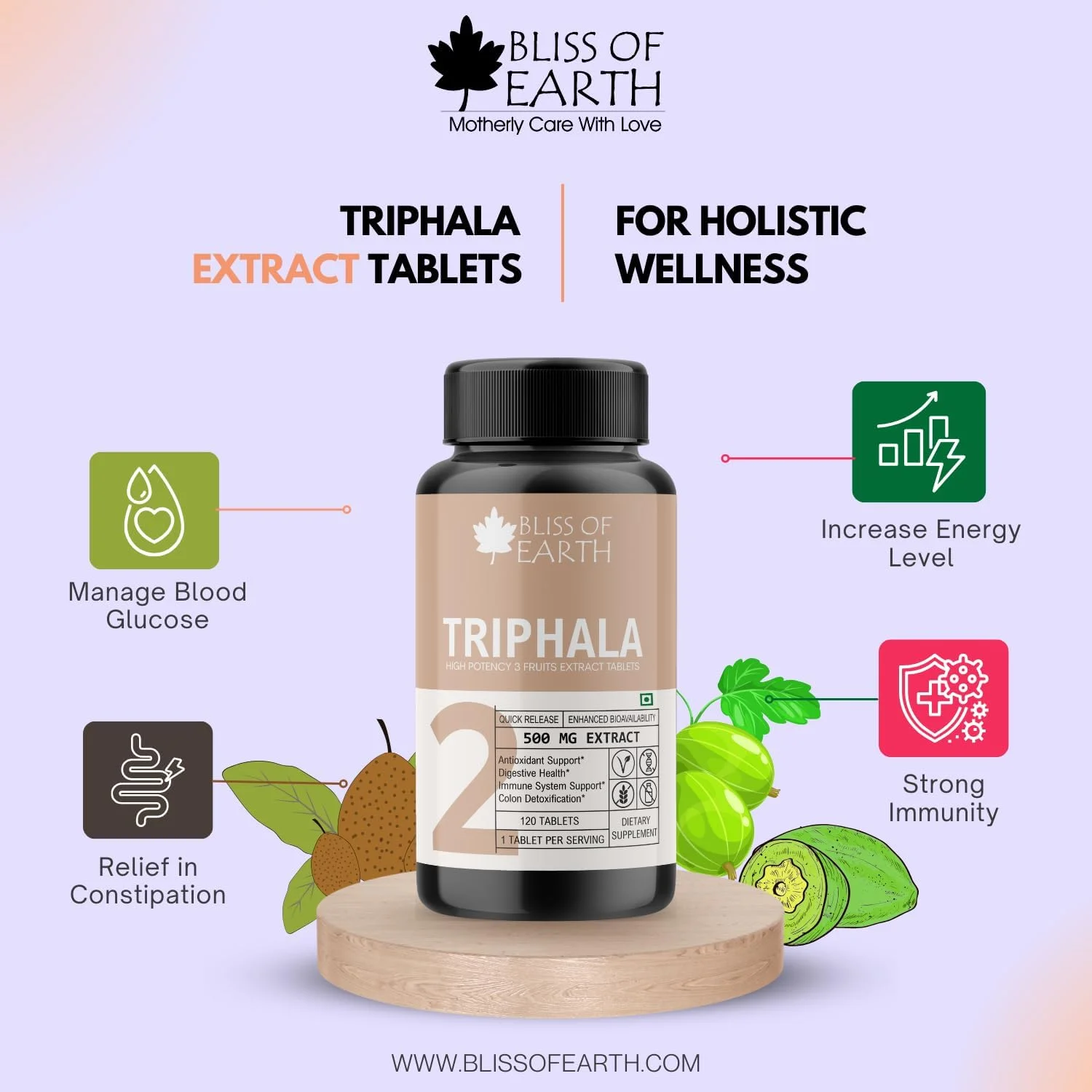 قرص تری فالا Bliss of Earth با دوز 500 میلی گرم - عصاره قوی برای سلامت دستگاه گوارش و رفع یبوست در بزرگسالان - رهش سریع، 60 قرص قرص تری فالا Bliss of Earth با دوز 500 میلی گرم - عصاره قوی برای سلامت دستگاه گوارش و رفع یبوست در بزرگسالان - رهش سریع، 60 قرص