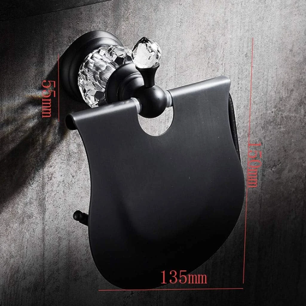 نگهدارنده رول توالت، نگهدارنده کاغذ توالت، نگهدارنده کاغذ رول کریستال مشکی، سخت افزار لوله چدنی برای حمام، دستشویی