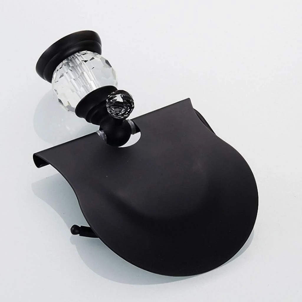 نگهدارنده رول توالت، نگهدارنده کاغذ توالت، نگهدارنده کاغذ رول کریستال مشکی، سخت افزار لوله چدنی برای حمام، دستشویی