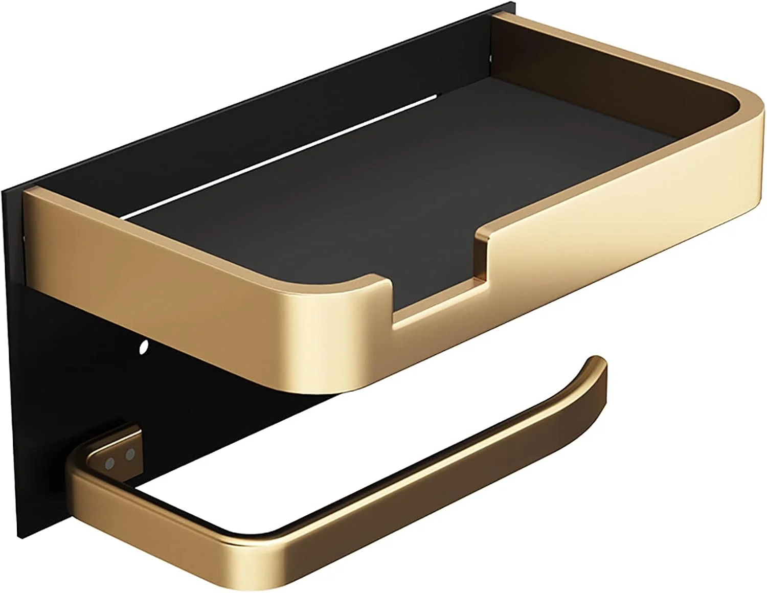 جا دستمال توالت با قفسه، جا دستمال توالت طلایی مشکی، جا دستمال کاغذی دیواری آلومینیومی، جا دستمال توالت ضد لغزش برای آشپزخانه و حمام