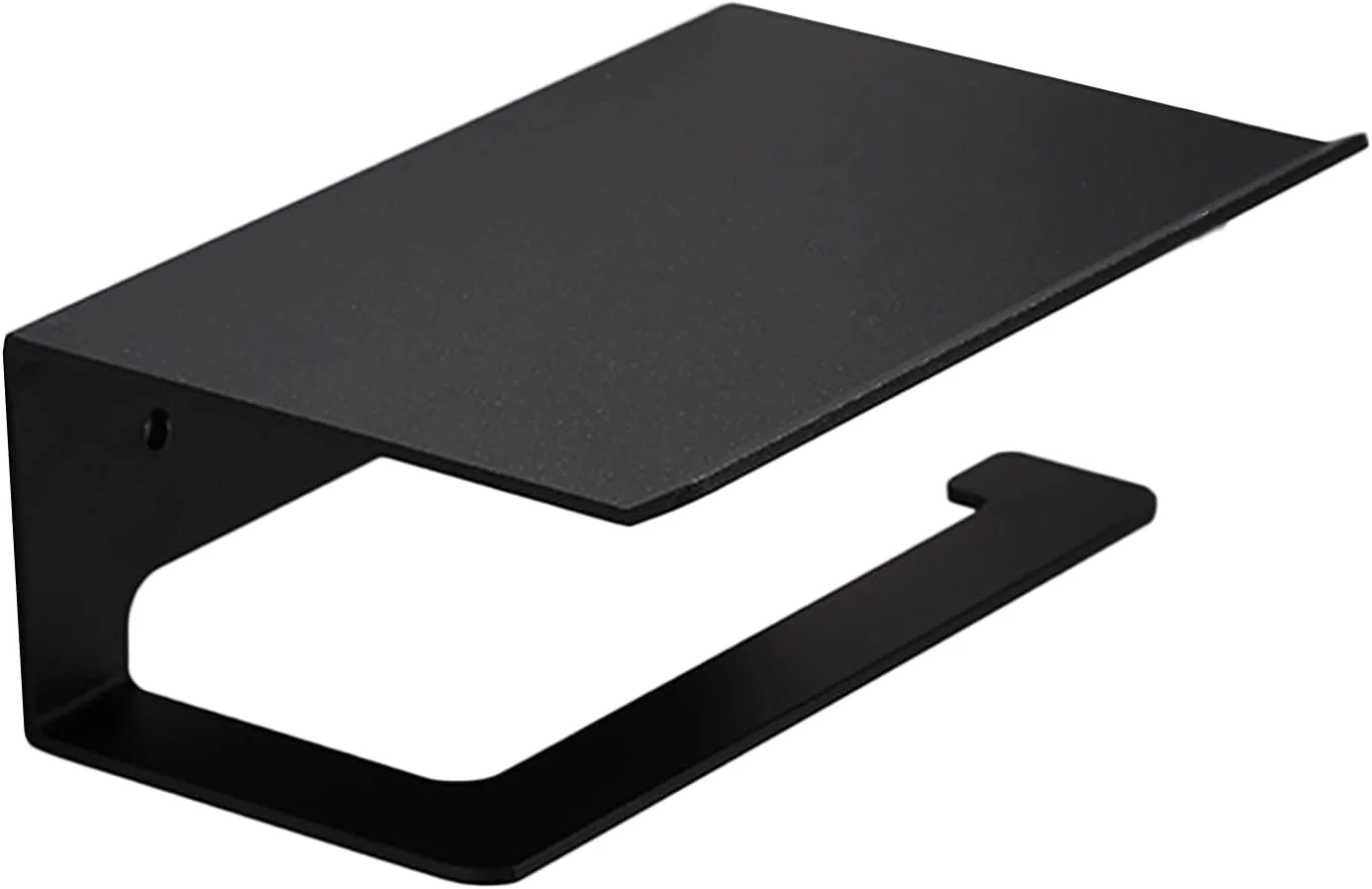 LIU- جا دستمال کاغذی توالت با قفسه، جنس آلومینیوم فضایی مشکی مات، یکپارچه و بادوام، نصب دیواری