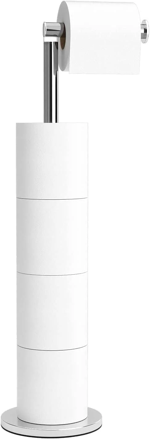 جا دستمال کاغذی ایستاده استیل ضد زنگ TMOHRA مناسب برای سرویس بهداشتی، ظرفیت 5 رول دستمال کاغذی - رنگ نیکل برس خورده