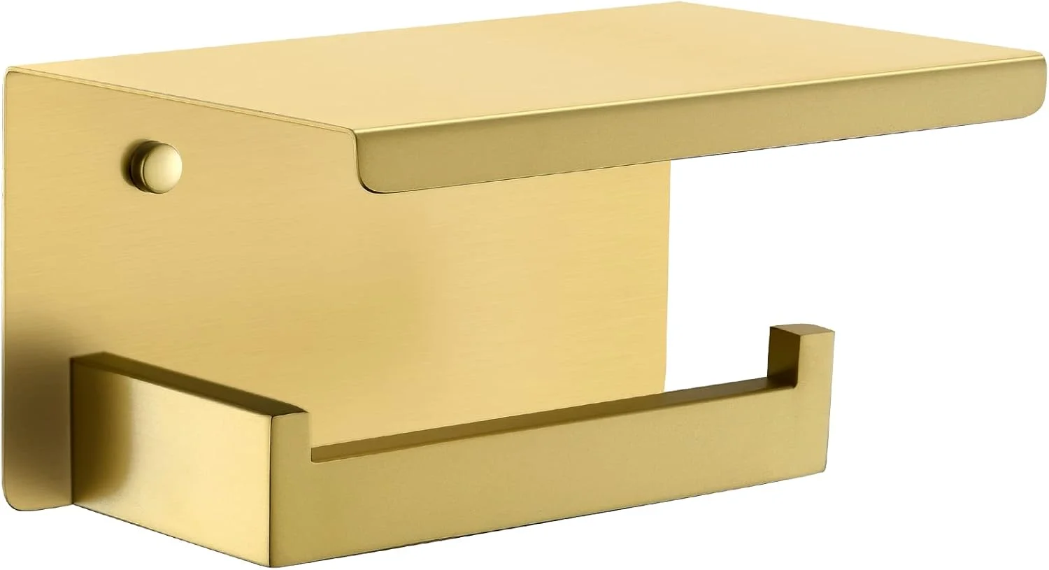 نگهدارنده دستمال توالت TNOMS با قفسه، لوازم جانبی سخت افزاری مدرن حمام، نگهدارنده چند منظوره دستمال توالت طلایی، نصب دیواری استیل ضد زنگ