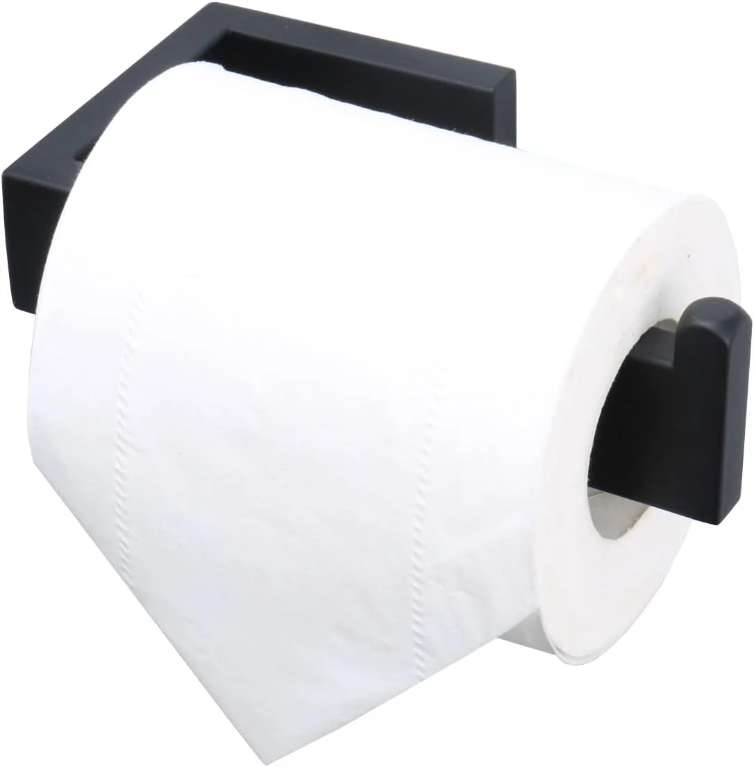 جا دستمال کاغذی توالت TocTen - جا دستمال کاغذی مناسب برای رول بزرگ، جا دستمال کاغذی دیواری ساخته شده از استیل ضد زنگ 304 ضخیم، مناسب برای حمام، آشپزخانه، دفتر (15 سانتی متر، مشکی)