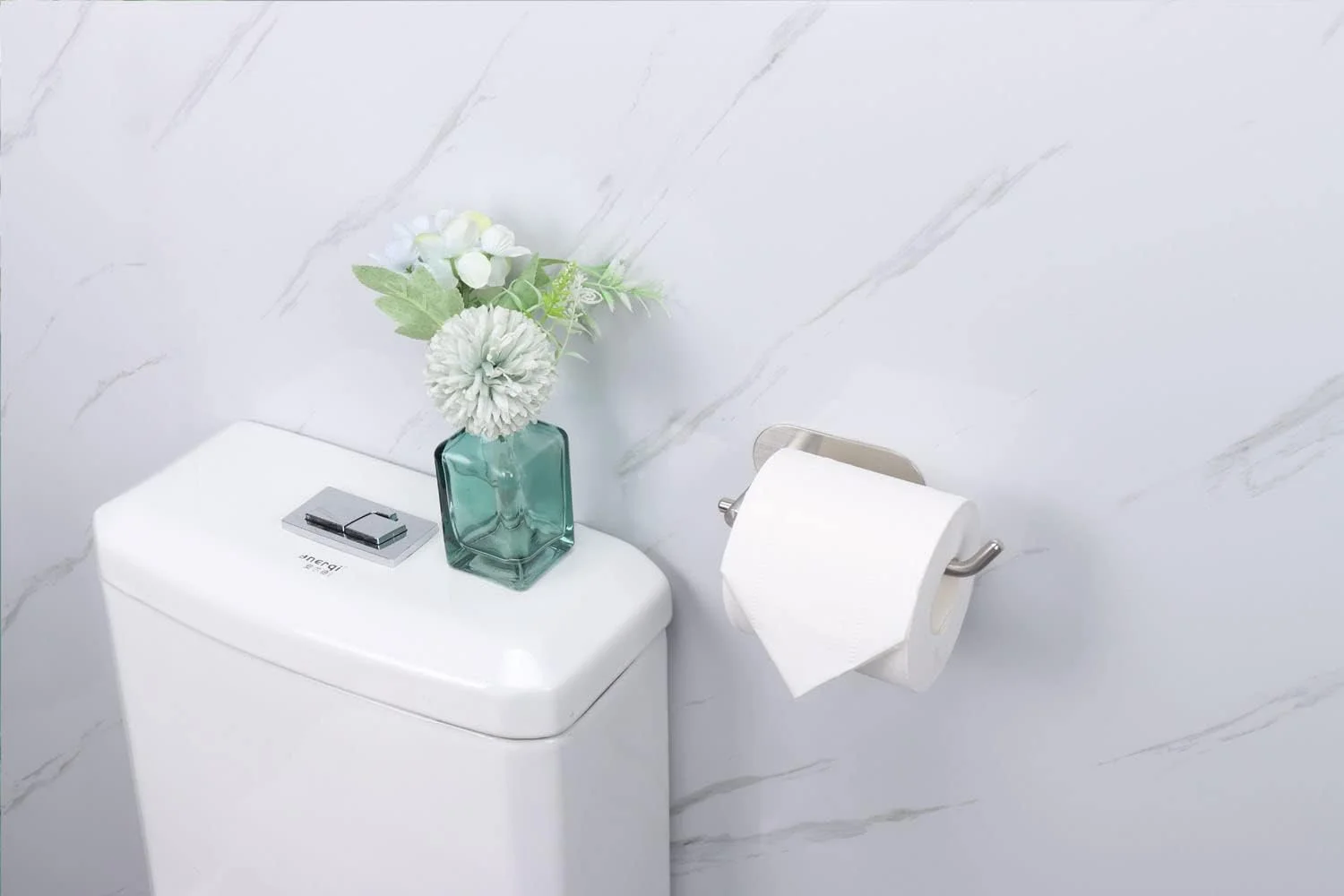 جا دستمال کاغذی توالت TocTen، استیل ضد زنگ چسبی، نصب آسان بدون نیاز به سوراخکاری، مناسب برای حمام، دفتر، آشپزخانه (طرح برس خورده، 17 سانتی متر)