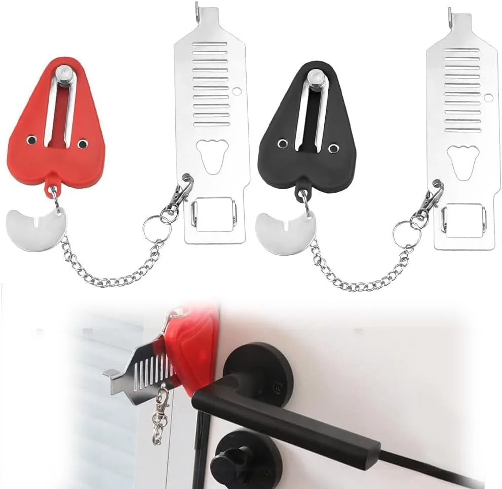 قفل درب قابل حمل امنیتی KASTWAVE، بسته 2 عددی، بدون نیاز به سوراخکاری، قفل درب هتل برای مسافرت، قفل سنگین استیل ضد زنگ برای خانه، هتل، آپارتمان، مدرسه قفل درب قابل حمل امنیتی KASTWAVE، بسته 2 عددی، بدون نیاز به سوراخکاری، قفل درب هتل برای مسافرت، قفل سنگین استیل ضد زنگ برای خانه، هتل، آپارتمان، مدرسه