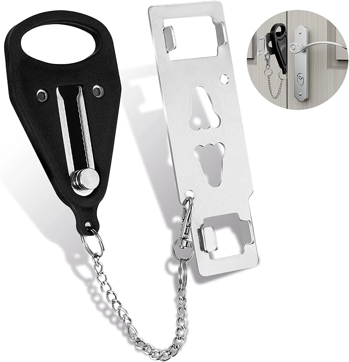 قفل درب قابل حمل KASTWAVE، قفل اضافی درب مسافرتی، برای حریم خصوصی و ایمنی بیشتر، و جلوگیری از ورود غیرمجاز در سفر، هتل، خانه، آپارتمان و مدرسه (مشکی) قفل درب قابل حمل KASTWAVE، قفل اضافی درب مسافرتی، برای حریم خصوصی و ایمنی بیشتر، و جلوگیری از ورود غیرمجاز در سفر، هتل، خانه، آپارتمان و مدرسه (مشکی)