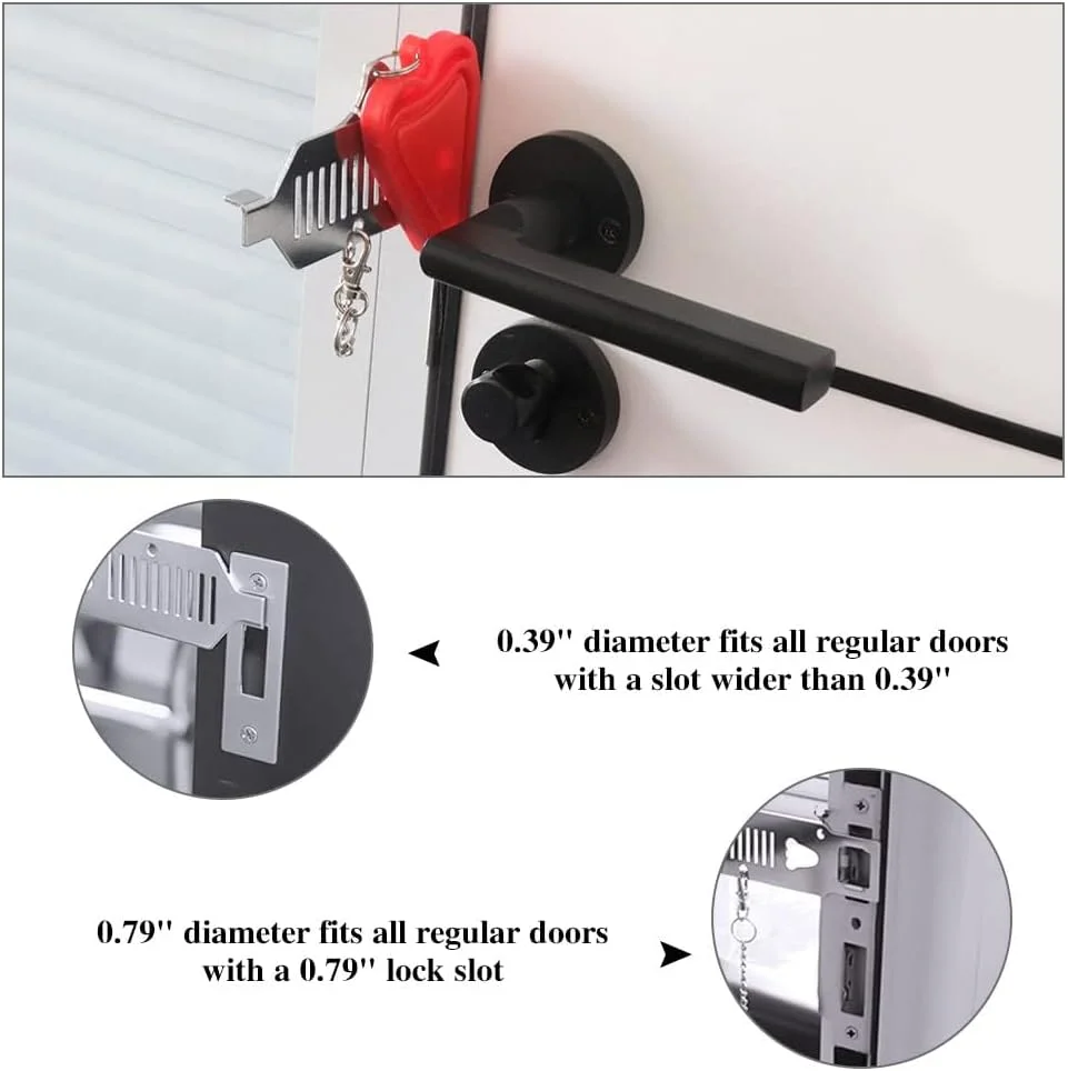 قفل درب قابل حمل امنیتی KASTWAVE، بسته 2 عددی، بدون نیاز به سوراخکاری، قفل درب هتل برای مسافرت، قفل سنگین استیل ضد زنگ برای خانه، هتل، آپارتمان، مدرسه