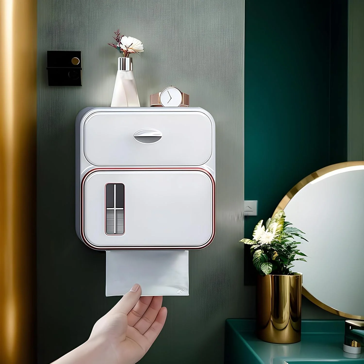 جا دستمال کاغذی دیواری | جا دستمال توالت - پخش کننده دستمال کاغذی چسبی با کشو برای هتل، آشپزخانه، سرویس بهداشتی و کاروان جا دستمال کاغذی دیواری | جا دستمال توالت - پخش کننده دستمال کاغذی چسبی با کشو برای هتل، آشپزخانه، سرویس بهداشتی و کاروان