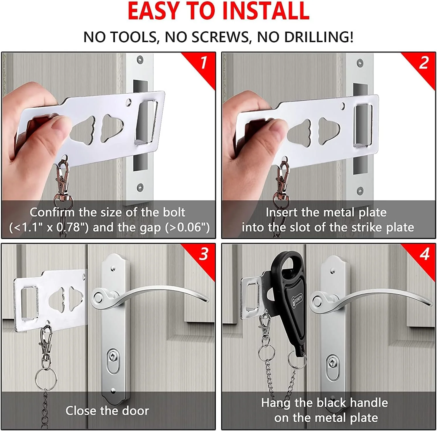 قفل درب قابل حمل KASTWAVE، قفل اضافی درب مسافرتی، برای حریم خصوصی و ایمنی بیشتر، و جلوگیری از ورود غیرمجاز در سفر، هتل، خانه، آپارتمان و مدرسه (مشکی) قفل درب قابل حمل KASTWAVE، قفل اضافی درب مسافرتی، برای حریم خصوصی و ایمنی بیشتر، و جلوگیری از ورود غیرمجاز در سفر، هتل، خانه، آپارتمان و مدرسه (مشکی)