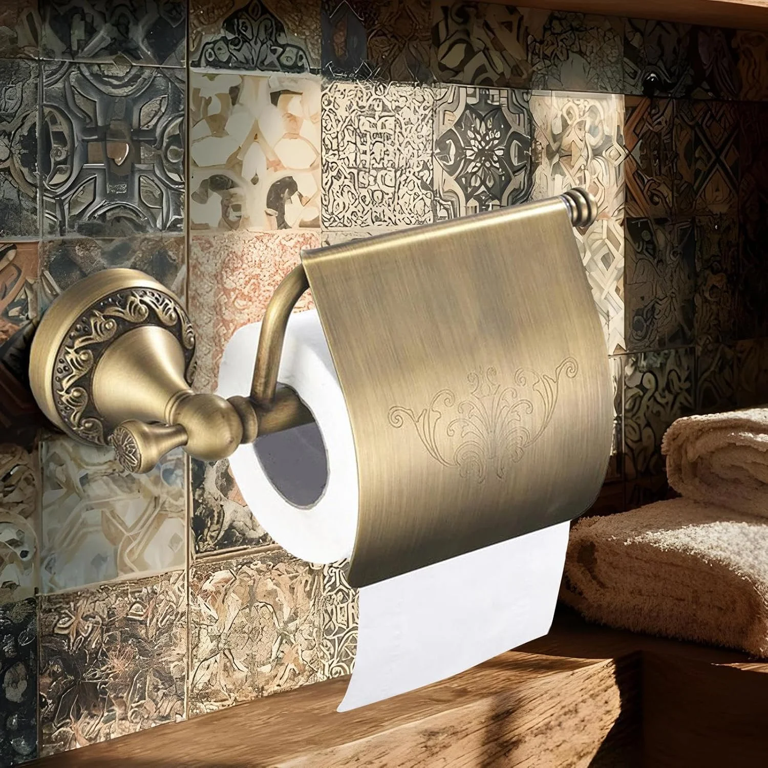 نگهدارنده رول دستمال کاغذی، نگهدارنده دیواری کاغذ توالت طرح قدیمی - قفسه ذخیره سازی، سازمان دهنده رومیزی، پخش کننده تزئینی برای آشپزخانه، آپارتمان، کاروان، سرویس بهداشتی، خانه روستایی