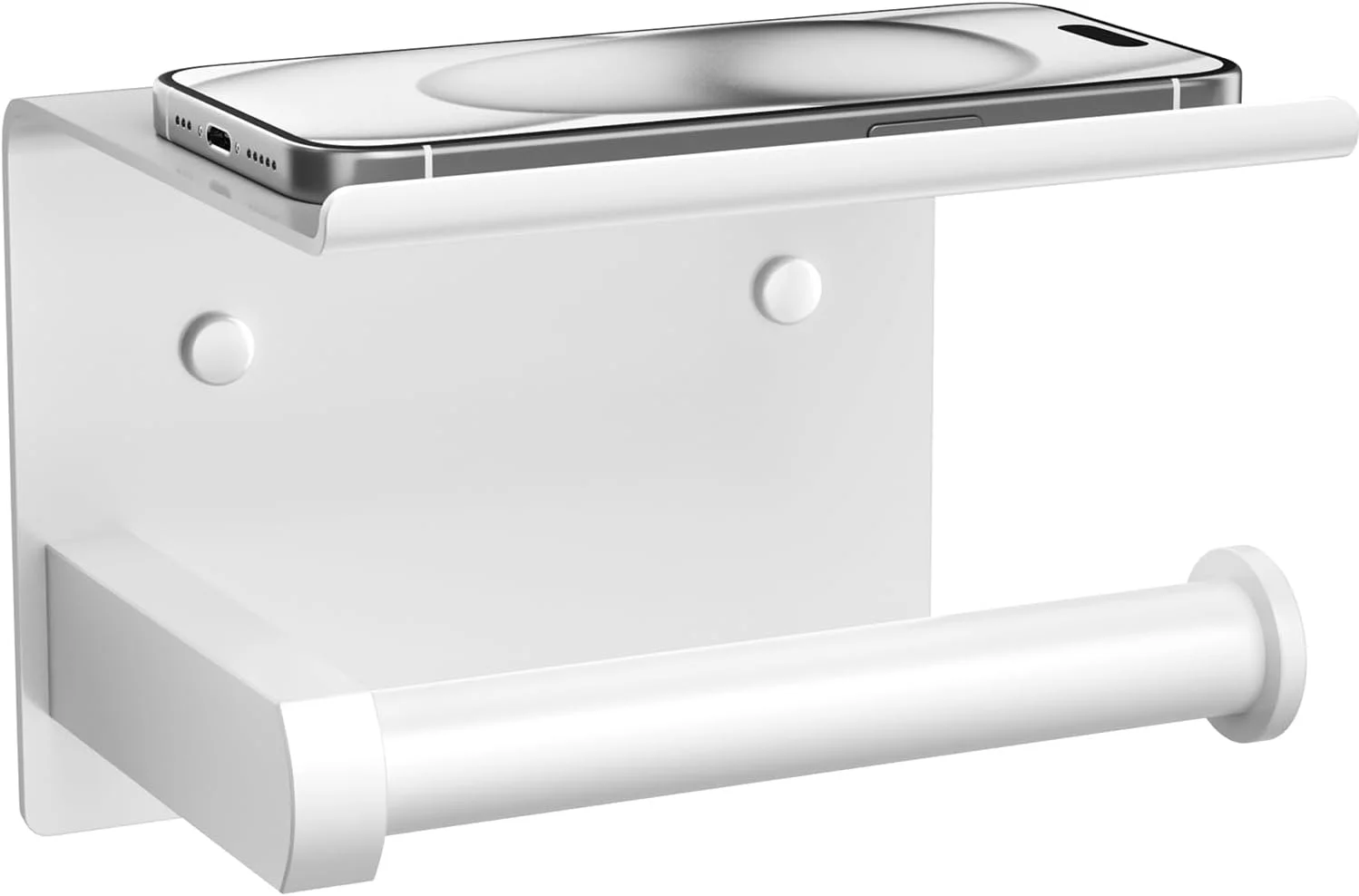 نگهدارنده دستمال توالت Tindbea با قفسه تلفن، نصب دیواری چسبی یا پیچی، پخش کننده ذخیره سازی چند منظوره ضد زنگ از جنس استنلس استیل (سفید)