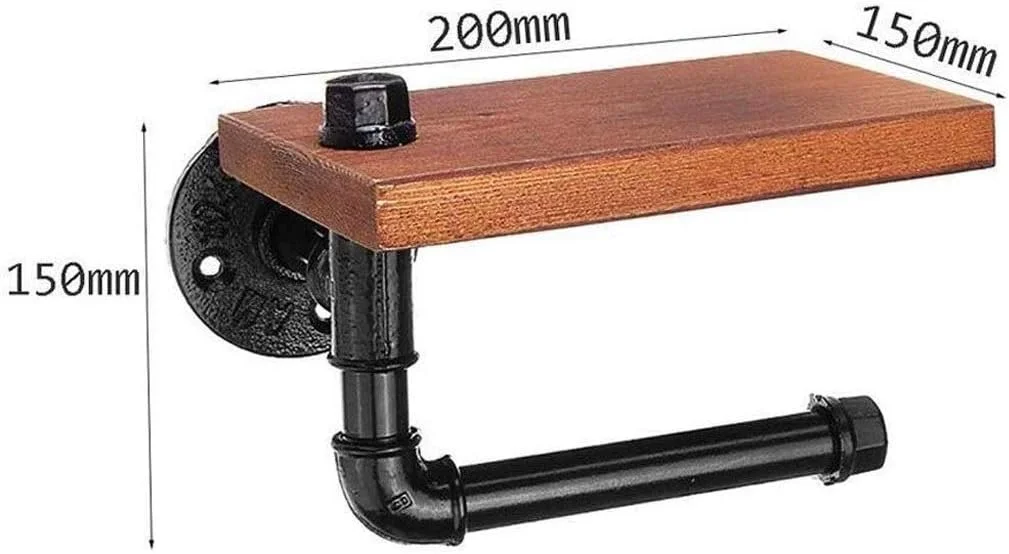 نگهدارنده دستمال کاغذی و جا کاغذی با قفسه برای نصب آسان در آشپزخانه و رختشورخانه، نگهدارنده کاغذ توالت چوبی