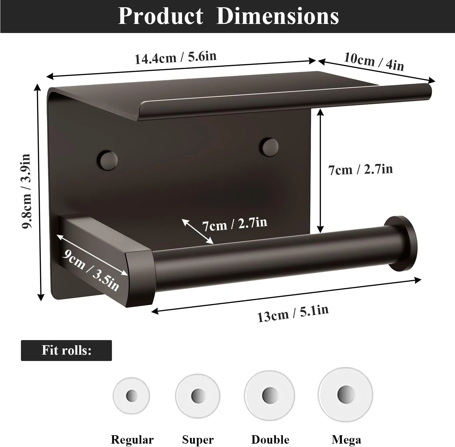جا دستمال توالت Tindbea با قفسه تلفن، نگهدارنده رول دستمال کاغذی دیواری چسبی یا پیچی، پخش کننده ذخیره سازی حمام استیل ضد زنگ و چند منظوره (برنزی)