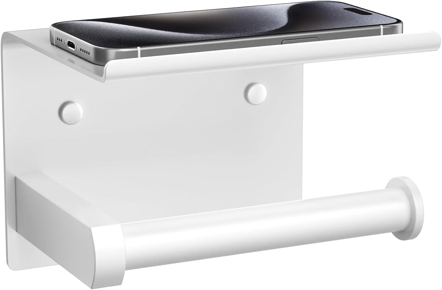 جا دستمال توالت Tindbea با قفسه تلفن، نگهدارنده رول دستمال کاغذی دیواری چسبی یا پیچی، ضد زنگ و چند منظوره از جنس استیل ضد زنگ (سفید)