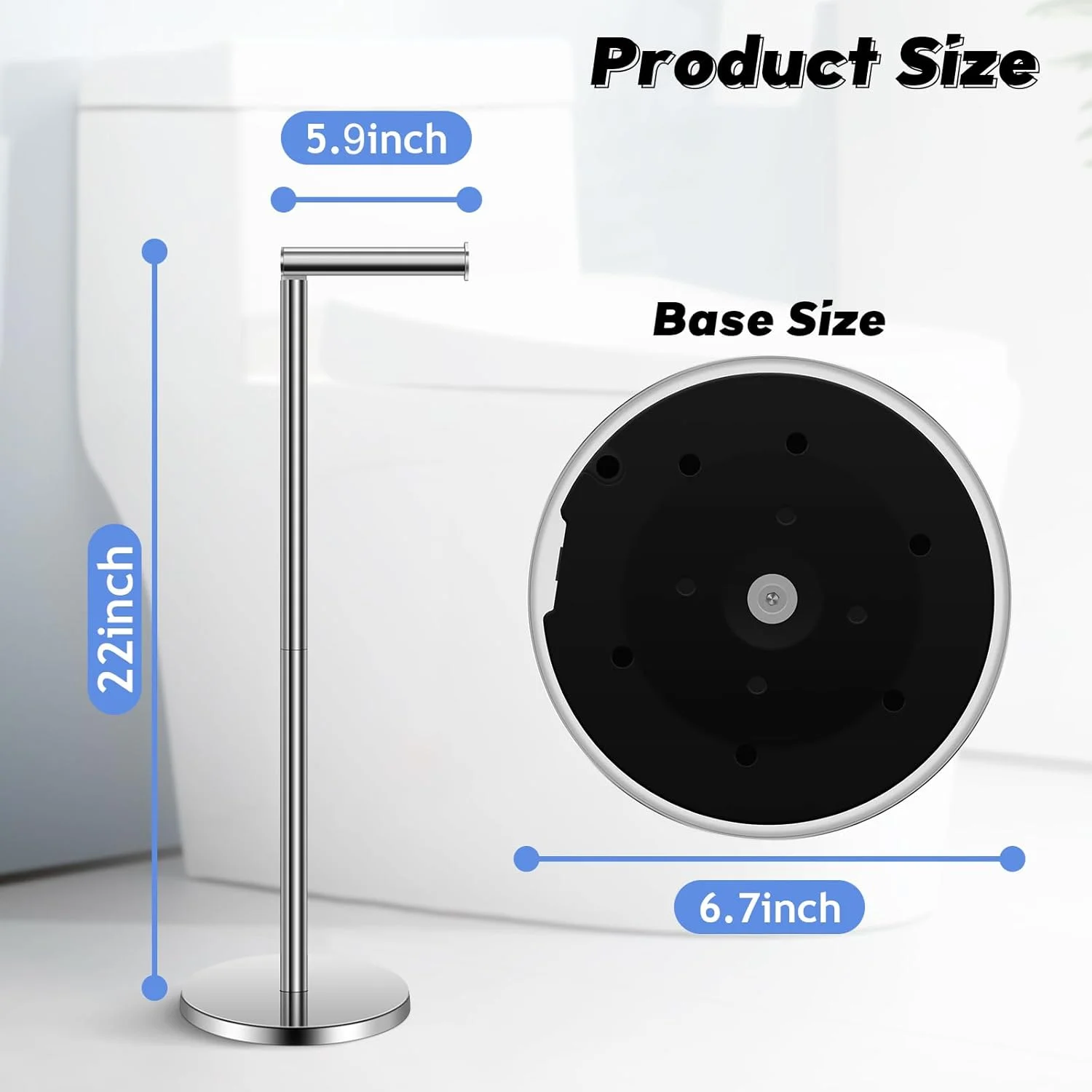 پایه نگهدارنده دستمال توالت TACGEA، جا دستمال کاغذی استیل ضد زنگ، ظرفیت نگهداری 4 رول دستمال کاغذی، 2 ست نقره ای