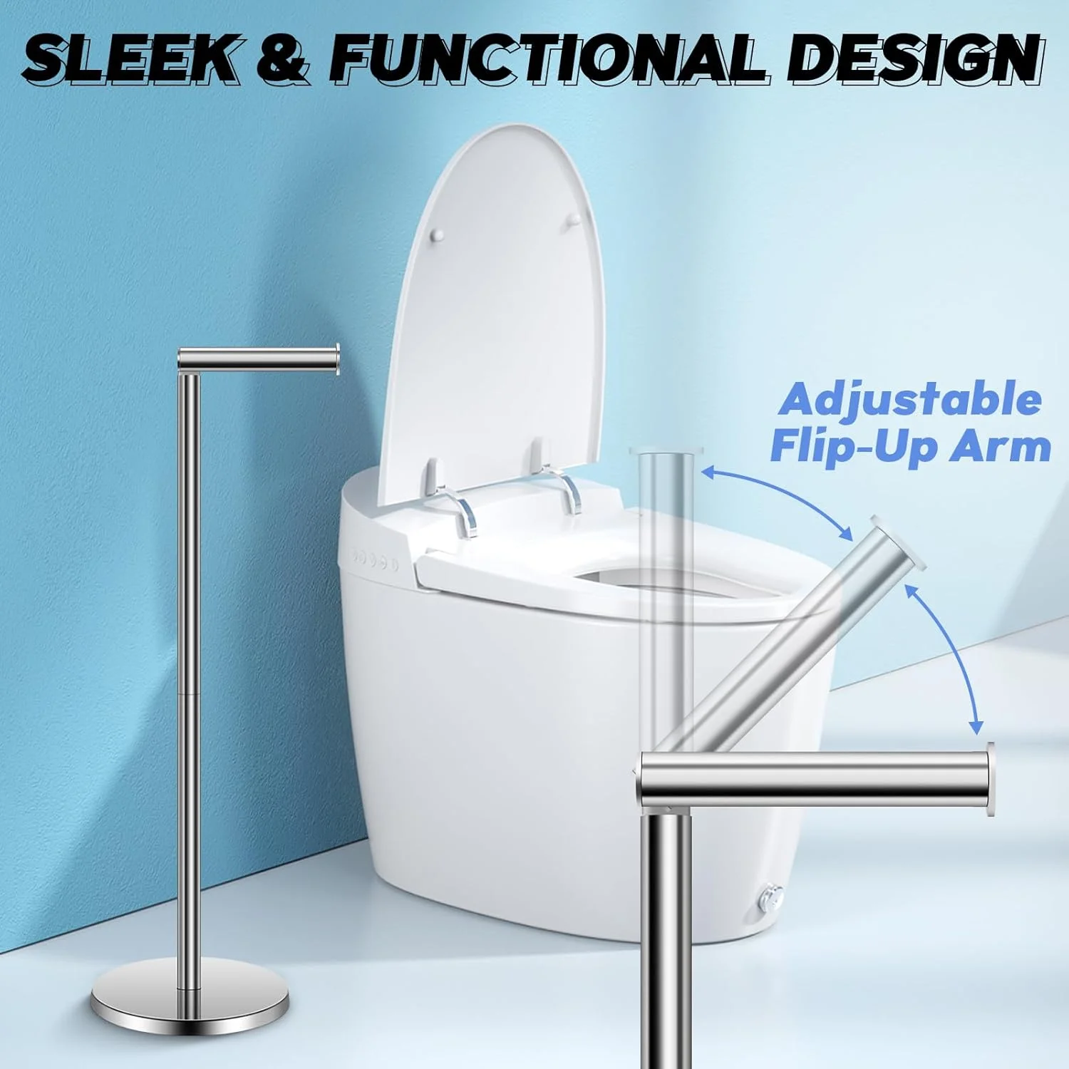 پایه نگهدارنده دستمال توالت TACGEA، جا دستمال کاغذی استیل ضد زنگ، ظرفیت نگهداری 4 رول دستمال کاغذی، 2 ست نقره ای