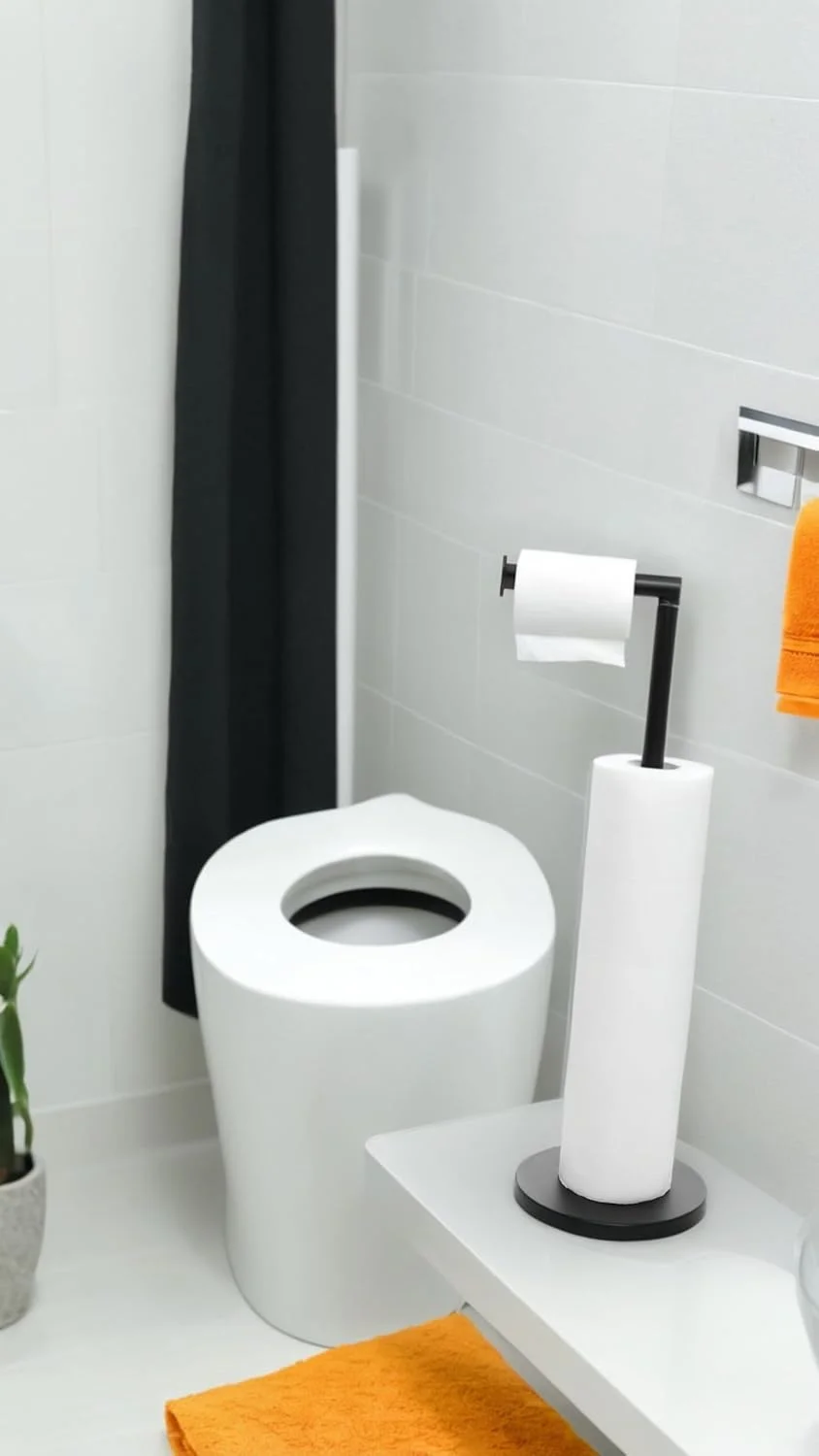 Sweet seven Black Freestanding Toilet Paper Holder - Stainless Steel Storage for 5 Rolls, Rust-Proof Pedestal Stand, Large Capacity Bathroom Cabinet