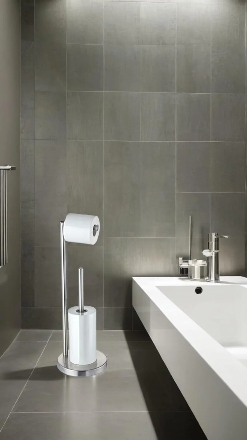 جا دستمال کاغذی ایستاده نیکل براق Sweet Seven با محفظه ذخیره سازی - نظم دهنده حمام شما