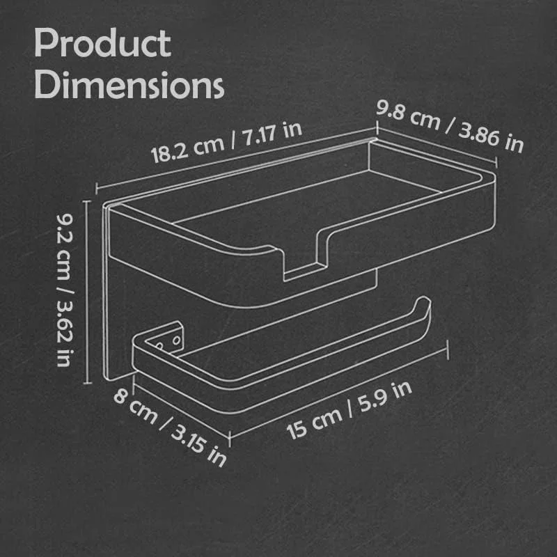 جا دستمال کاغذی سیوسی، با قفسه چسبی دیواری، بدون نیاز به سوراخکاری، آلیاژ آلومینیوم ضد زنگ، جا دستمال توالت، قفسه نگهداری و نظم دهنده حمام، مشکی طلایی مات