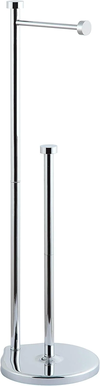 جا دستمال کاغذی ایستاده SunnyPoint برای حمام با محفظه ذخیره، فضای کافی برای رول جامبو (کروم)