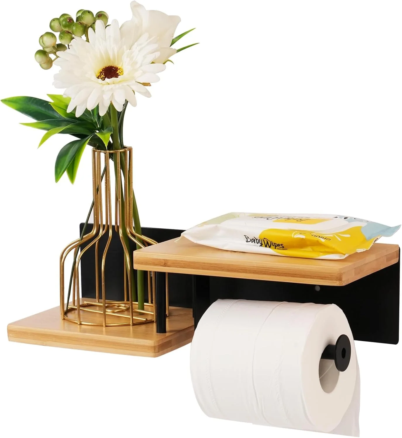 نگهدارنده کاغذ توالت چوبی روستیک با قفسه تلفن و محل نگهداری دستمال مرطوب، قابل نصب روی دیوار با چسب یا پیچ، نگهدارنده رول دستمال کاغذی بامبو برای سازماندهی حمام نگهدارنده کاغذ توالت چوبی روستیک با قفسه تلفن و محل نگهداری دستمال مرطوب، قابل نصب روی دیوار با چسب یا پیچ، نگهدارنده رول دستمال کاغذی بامبو برای سازماندهی حمام
