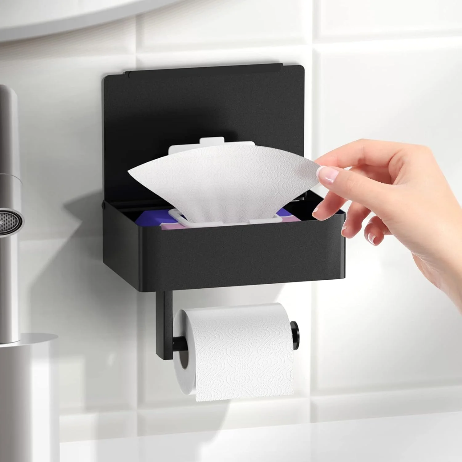 جا دستمال کاغذی توالت با قفسه و محفظه نگهداری دستمال مرطوب، برای حمام، دستمال های مرطوب خود را دور از دید نگه دارید، جا دستمال کاغذی رولی دیواری استیل ضد زنگ، جا دستمال کاغذی مشکی مات جا دستمال کاغذی توالت با قفسه و محفظه نگهداری دستمال مرطوب، برای حمام، دستمال های مرطوب خود را دور از دید نگه دارید، جا دستمال کاغذی رولی دیواری استیل ضد زنگ، جا دستمال کاغذی مشکی مات