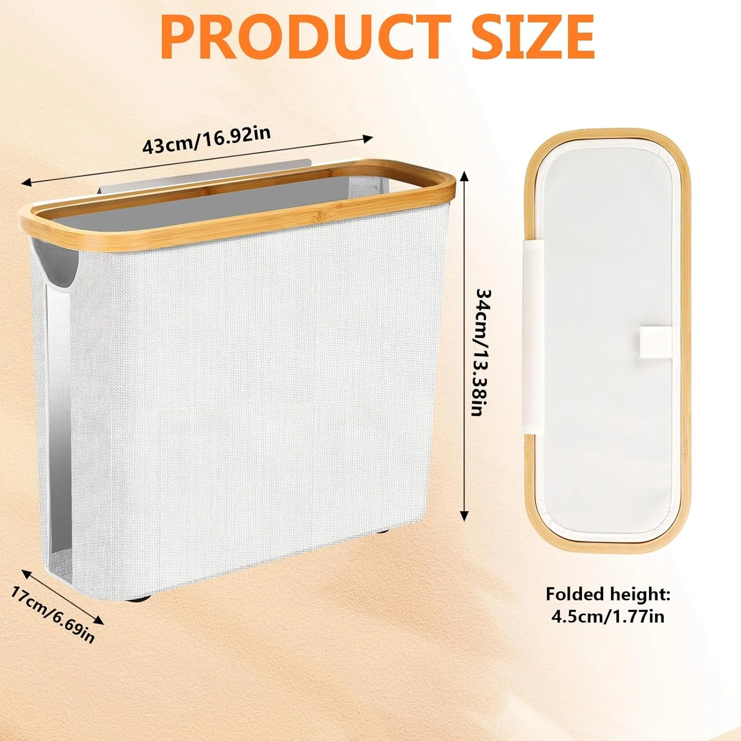 نگهدارنده کاغذ توالت درب دار، نگهدارنده تاشو بامبو برای دستمال توالت، سازمان دهنده باریک با دسته سفید برای حمام
