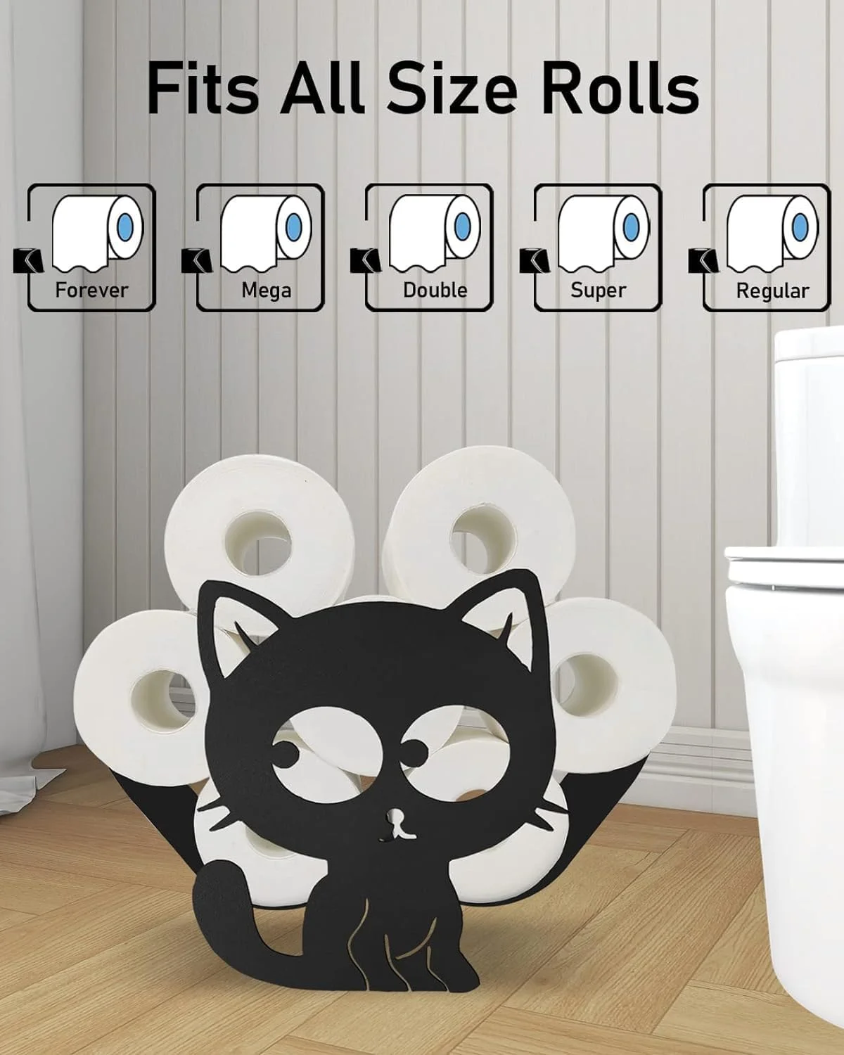 نگهدارنده دستمال توالت طرح گربه بامزه، جا دستمال کاغذی حیوانات خنده دار برای حمام، نگهدارنده دستمال توالت ایستاده برای نگهداری 8 رول اضافی، نگهدارنده دستمال کاغذی تزئینی حیوانات برای حمام و آشپزخانه