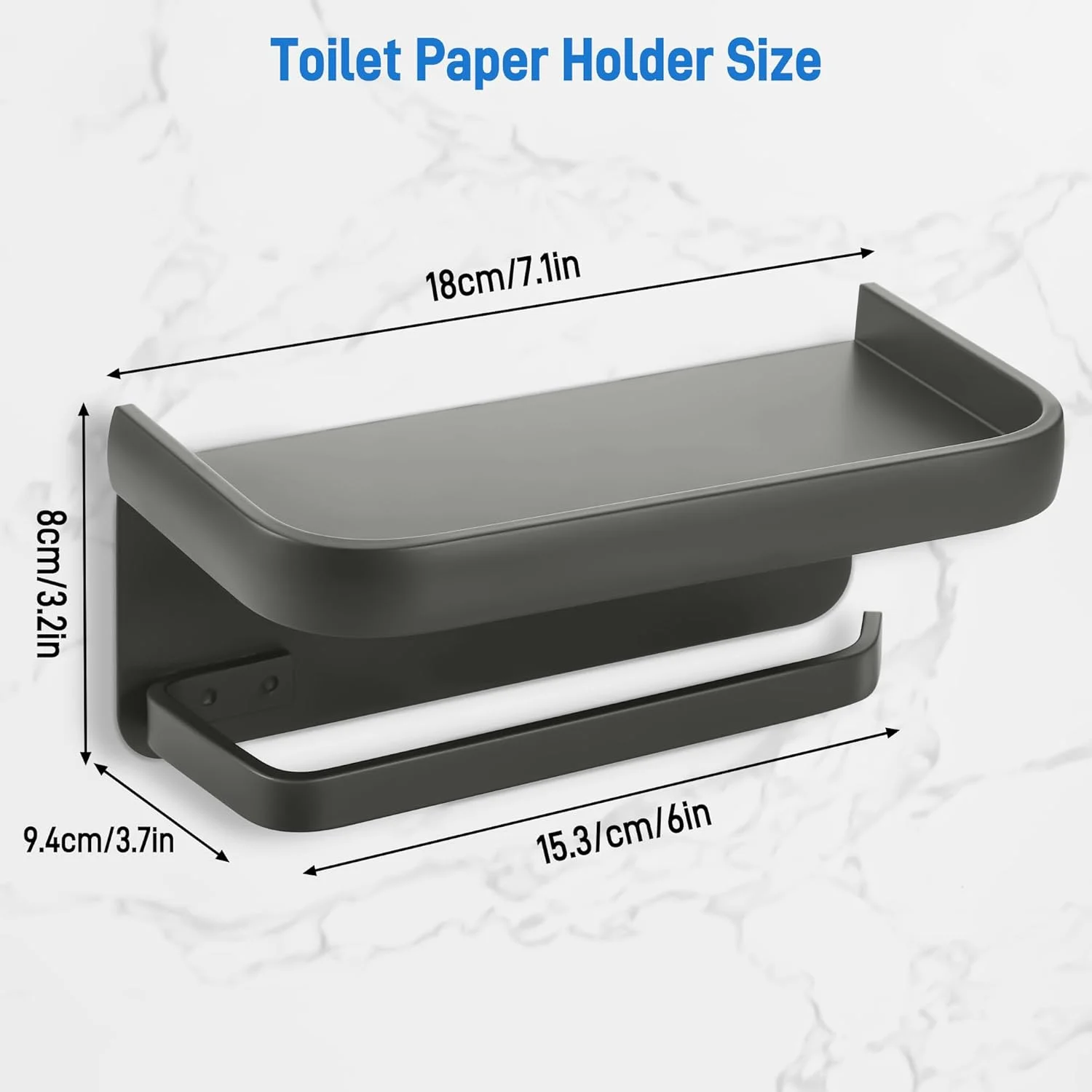 جا دستمال توالت Starvortex با قفسه، جا دستمال توالت آلومینیومی بدون نیاز به سوراخ کاری - جا دستمال کاغذی با 2 روش نصب، جا دستمال توالت چند منظوره، مناسب برای حمام