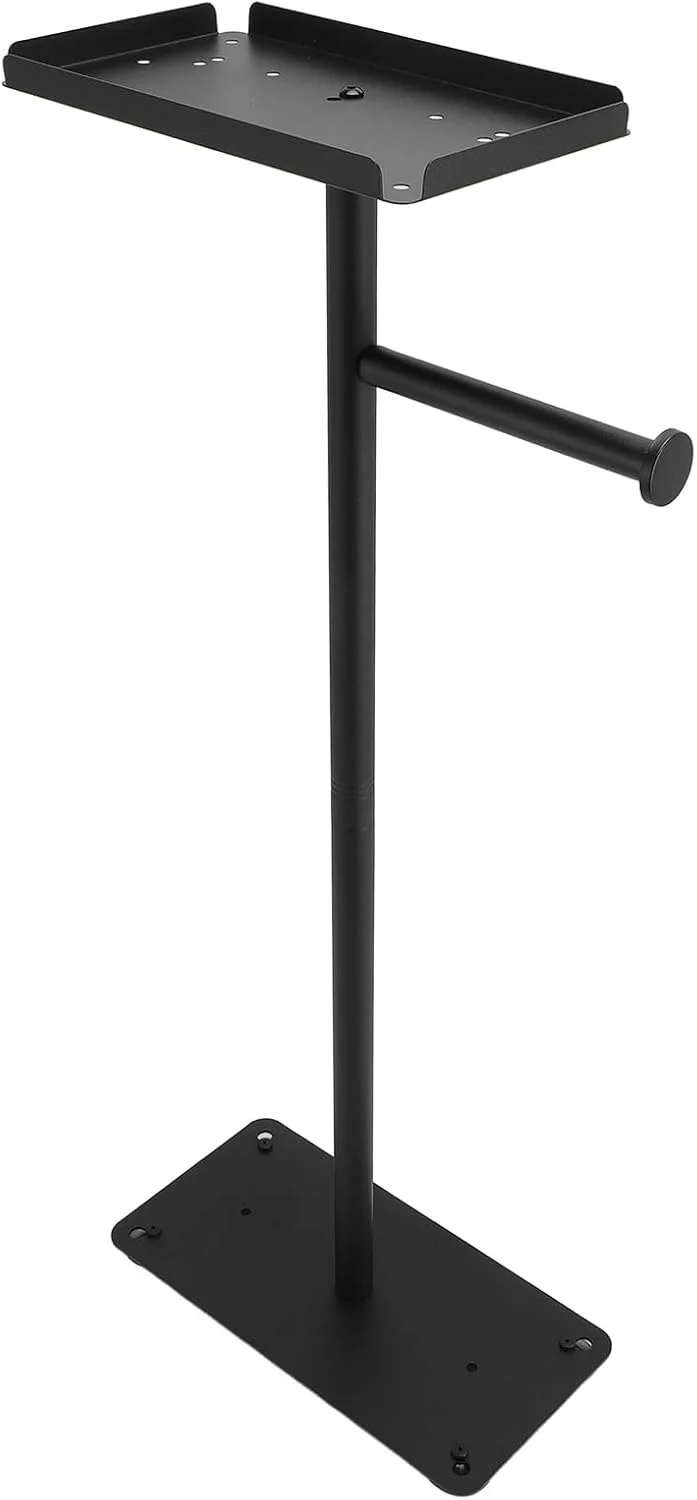 Floor Standing Toilet Paper Holder, Stainless Steel Slip Proof Design Space Saving Toilet Paper Holder Stand with Phone Shelf, for Apartment Restroom Household Home Floor Standing Toilet Paper Holder, Stainless Steel Slip Proof Design Space Saving Toilet Paper Holder Stand with Phone Shelf, for Apartment Restroom Household Home