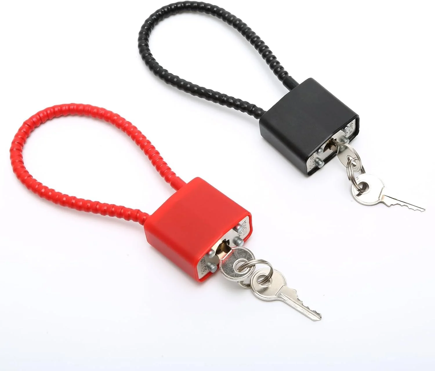 قفل های طناب فولادی KASTWAVE با کلیدهای یکسان، 2 عدد قفل با حلقه بلند مناسب فضای باز، قفل کابل انعطاف پذیر برای چمدان، دروازه، دوچرخه، کمد باشگاه