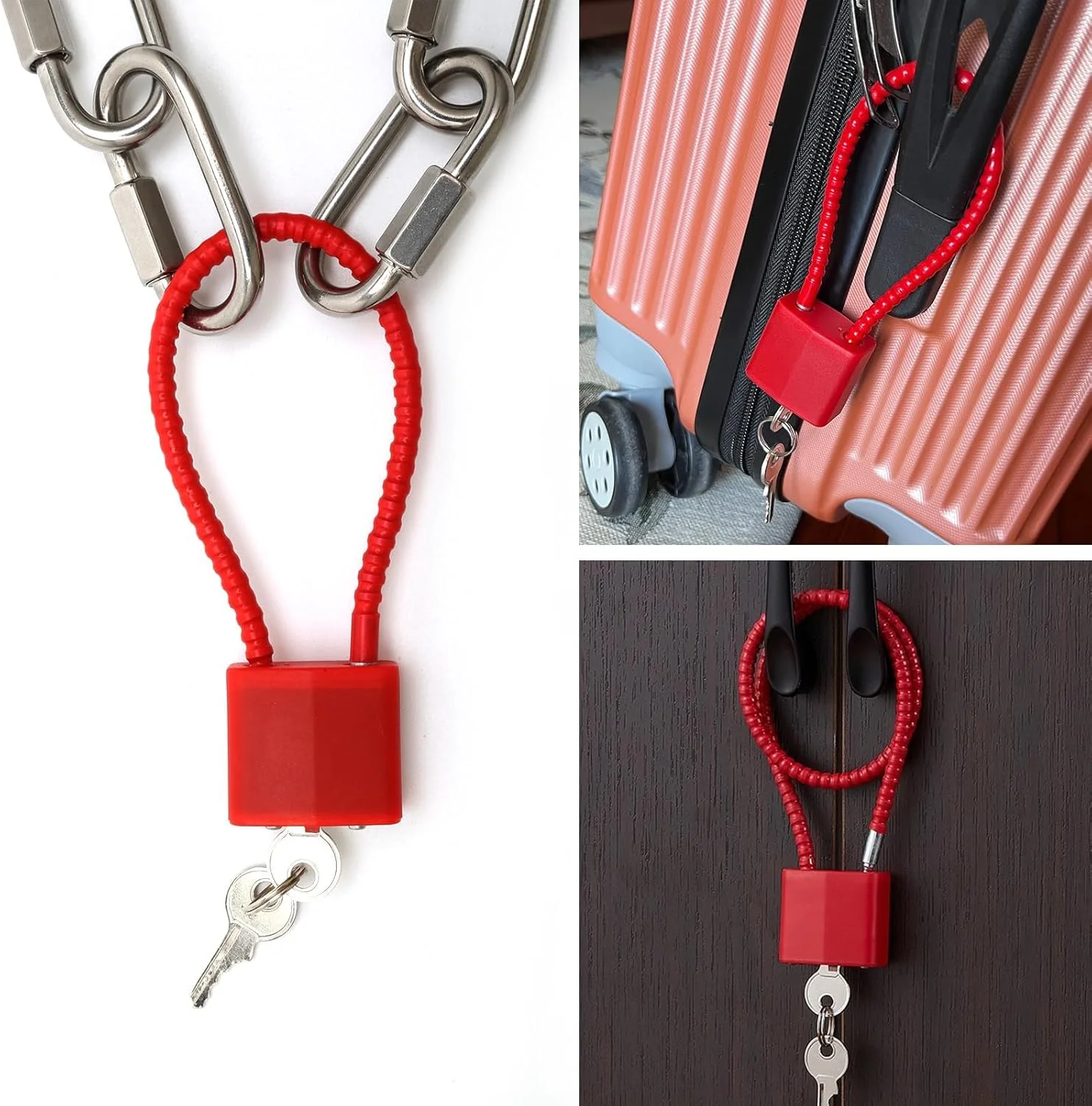 قفل های طناب فولادی KASTWAVE با کلیدهای یکسان، 2 عدد قفل با حلقه بلند مناسب فضای باز، قفل کابل انعطاف پذیر برای چمدان، دروازه، دوچرخه، کمد باشگاه قفل های طناب فولادی KASTWAVE با کلیدهای یکسان، 2 عدد قفل با حلقه بلند مناسب فضای باز، قفل کابل انعطاف پذیر برای چمدان، دروازه، دوچرخه، کمد باشگاه