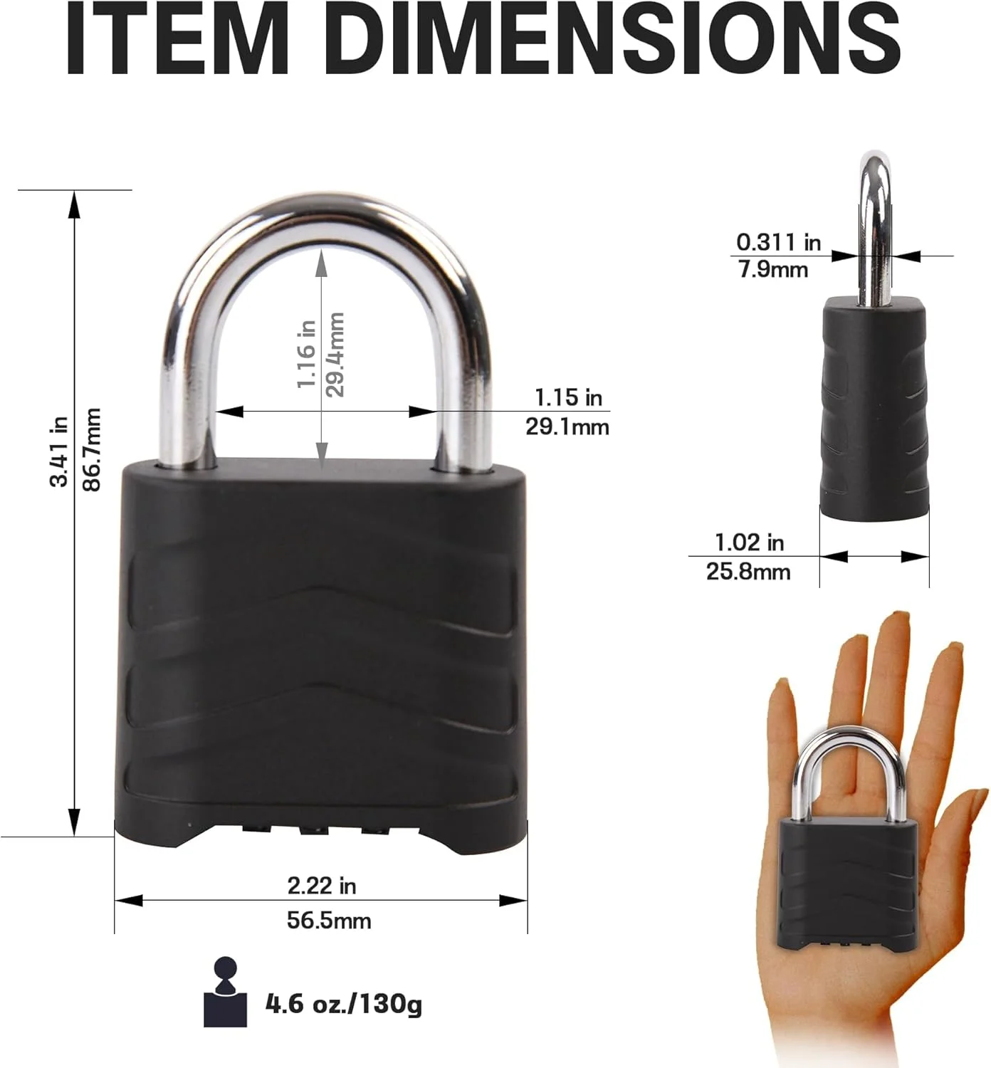 قفل رمزی ترکیبی KASTWAVE، 2 عددی، قفل 4 رقمی قابل تنظیم مجدد برای فضای باز، بدنه آلومینیومی 55 میلی متری مقاوم در برابر آب و هوا با حلقه غیرقابل برش، برای انبار، خانه، مدرسه و امنیت دروازه