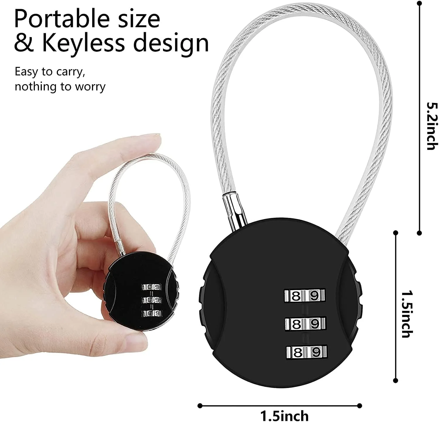 قفل رمزی KASTWAVE بسته 2 عددی، قفل ایمنی 3 رقمی ضد آب مناسب فضای باز برای کمدهای مدرسه، کمدهای ورزشی، حصار، جعبه ابزار، دروازه، کیف، انبار قفل‌شو، تنظیم آسان رمز عبور (مشکی و آبی)