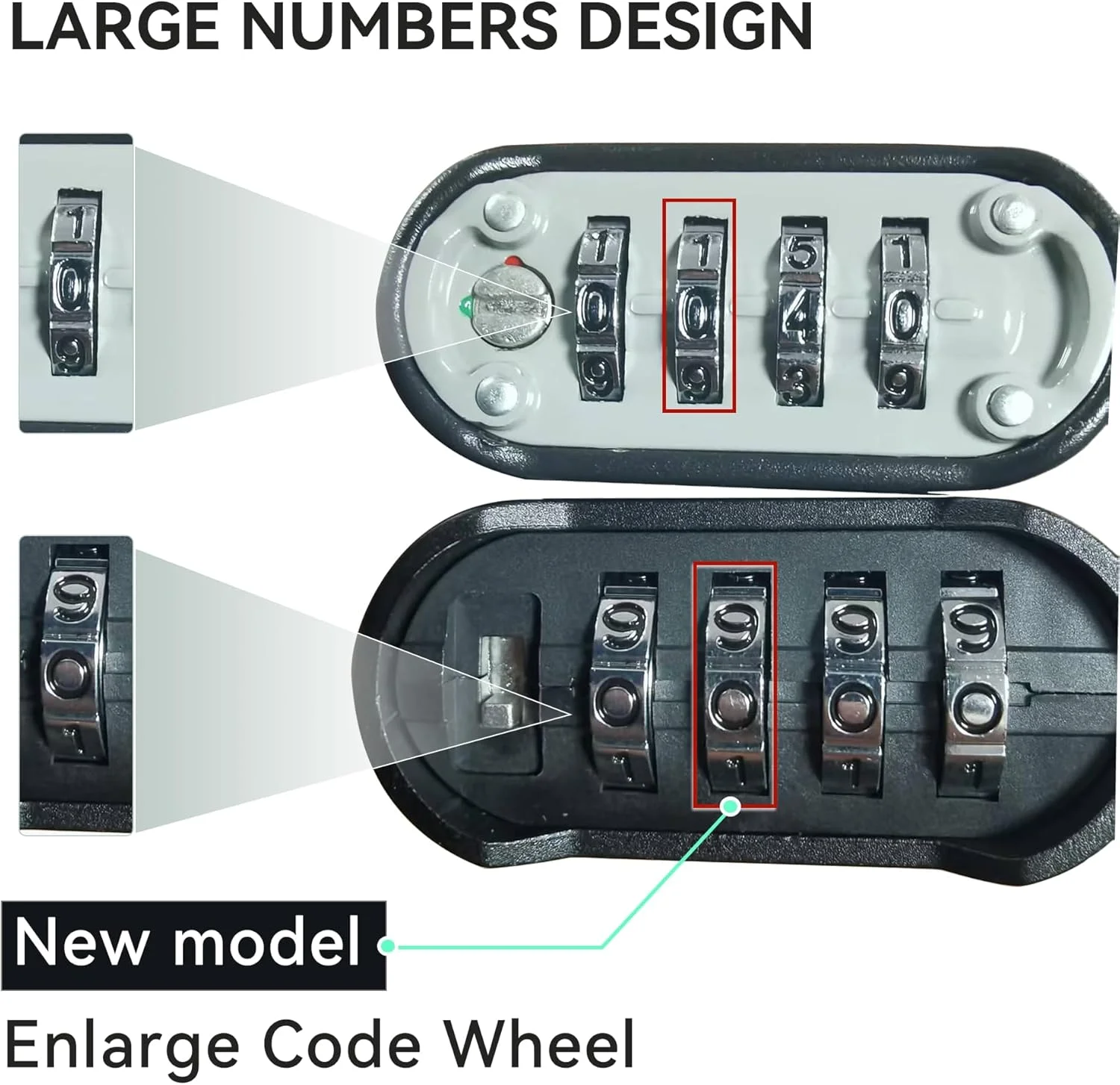 قفل رمزی ترکیبی KASTWAVE، 2 عددی، قفل 4 رقمی قابل تنظیم مجدد برای فضای باز، بدنه آلومینیومی 55 میلی متری مقاوم در برابر آب و هوا با حلقه غیرقابل برش، برای انبار، خانه، مدرسه و امنیت دروازه