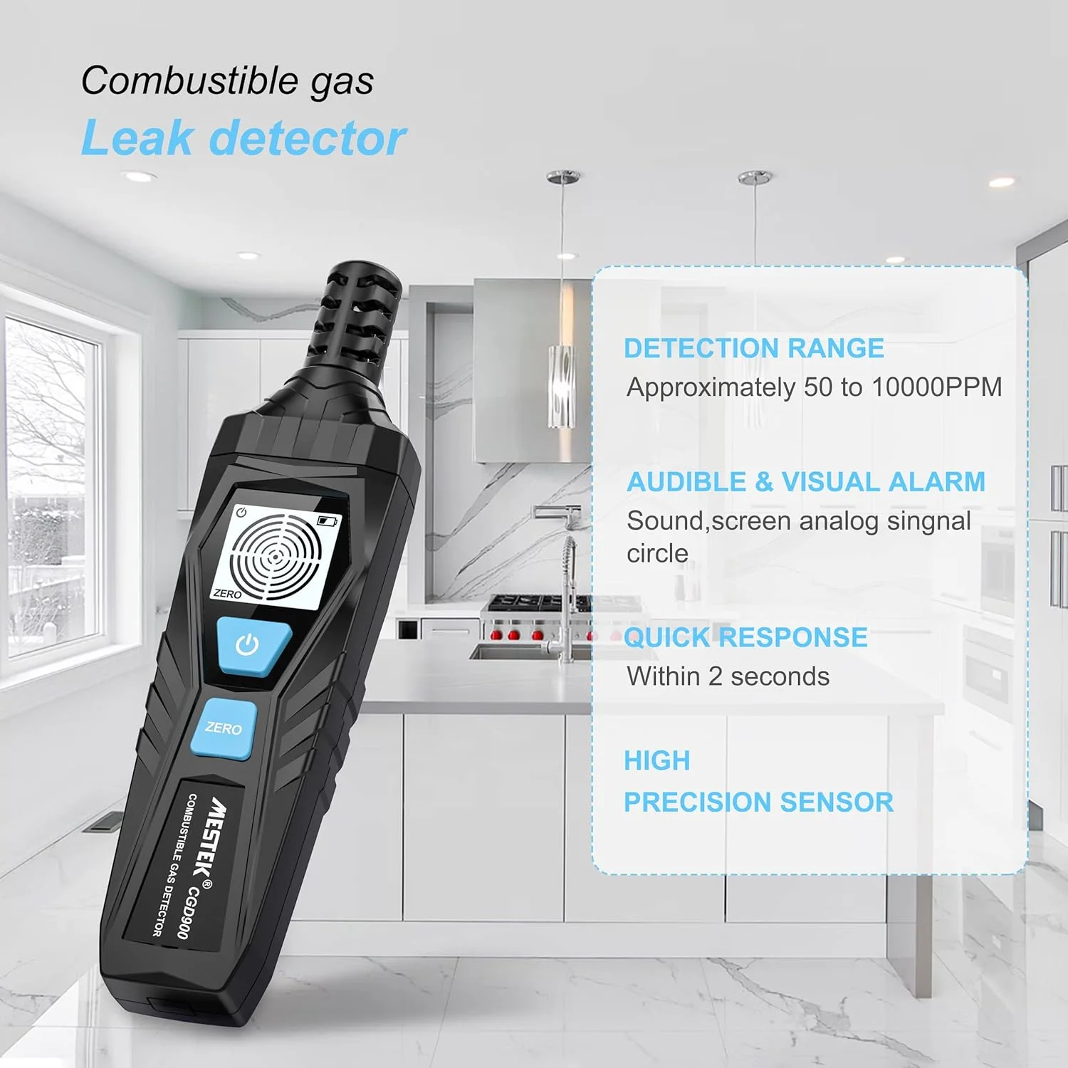KASTWAVE Gas Leak Detector, Natural Gas Detector with Audible & Visual Alarm, Portable Gas Sniffer to Locate Combustible Gas Leak Sources Like for LPG, LNG, Natural, Methane & Butane Gases Detecting KASTWAVE Gas Leak Detector, Natural Gas Detector with Audible & Visual Alarm, Portable Gas Sniffer to Locate Combustible Gas Leak Sources Like for LPG, LNG, Natural, Methane & Butane Gases Detecting