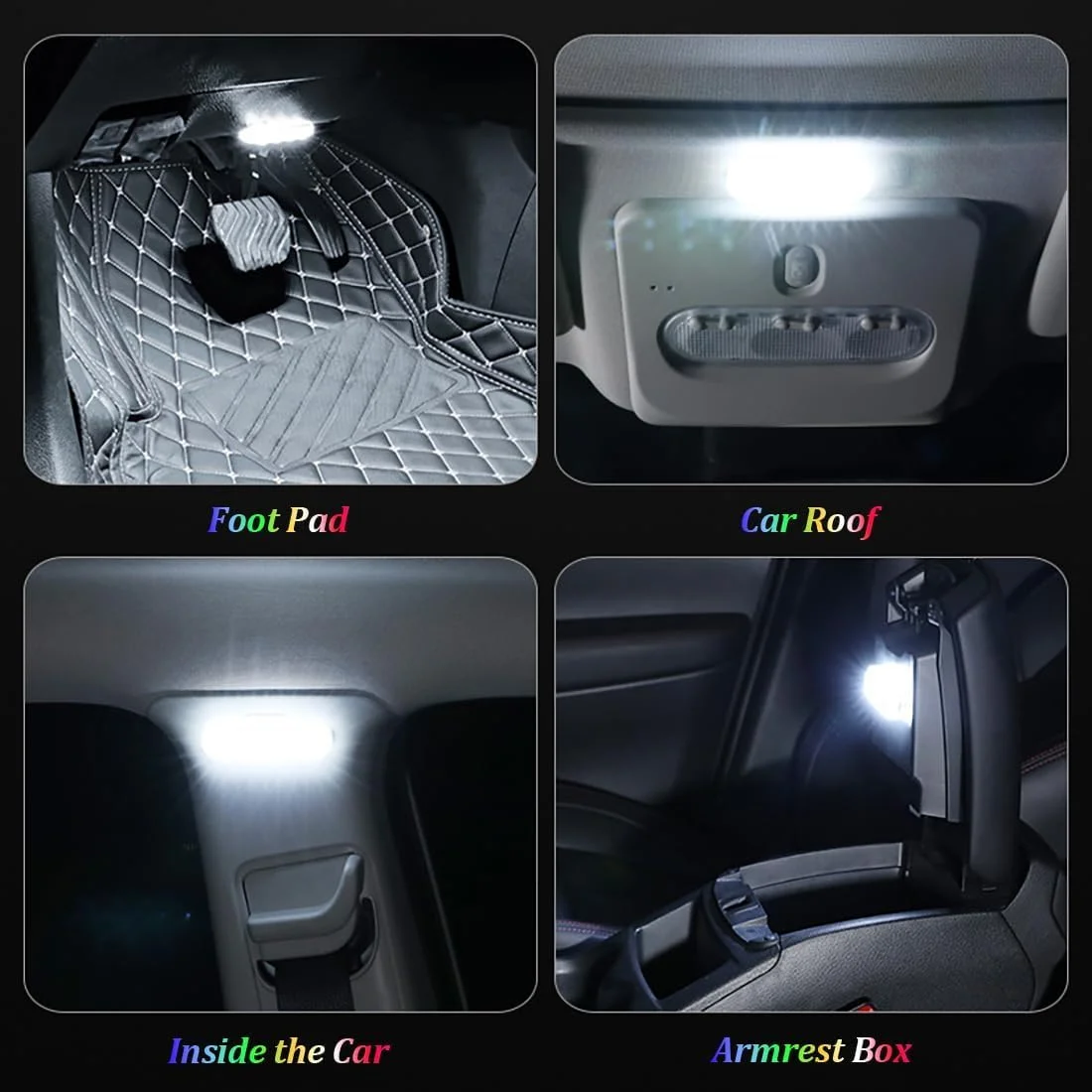 چراغ های LED خودرو KASTWAVE، چراغ های لمسی LED کوچک قابل حمل 7 رنگ برای داخل خودرو با 8 لامپ LED روشن، تغییر رنگ همگام با موسیقی، چراغ روشنایی قابل شارژ USB، چراغ اضطراری خودرو چراغ های LED خودرو KASTWAVE، چراغ های لمسی LED کوچک قابل حمل 7 رنگ برای داخل خودرو با 8 لامپ LED روشن، تغییر رنگ همگام با موسیقی، چراغ روشنایی قابل شارژ USB، چراغ اضطراری خودرو
